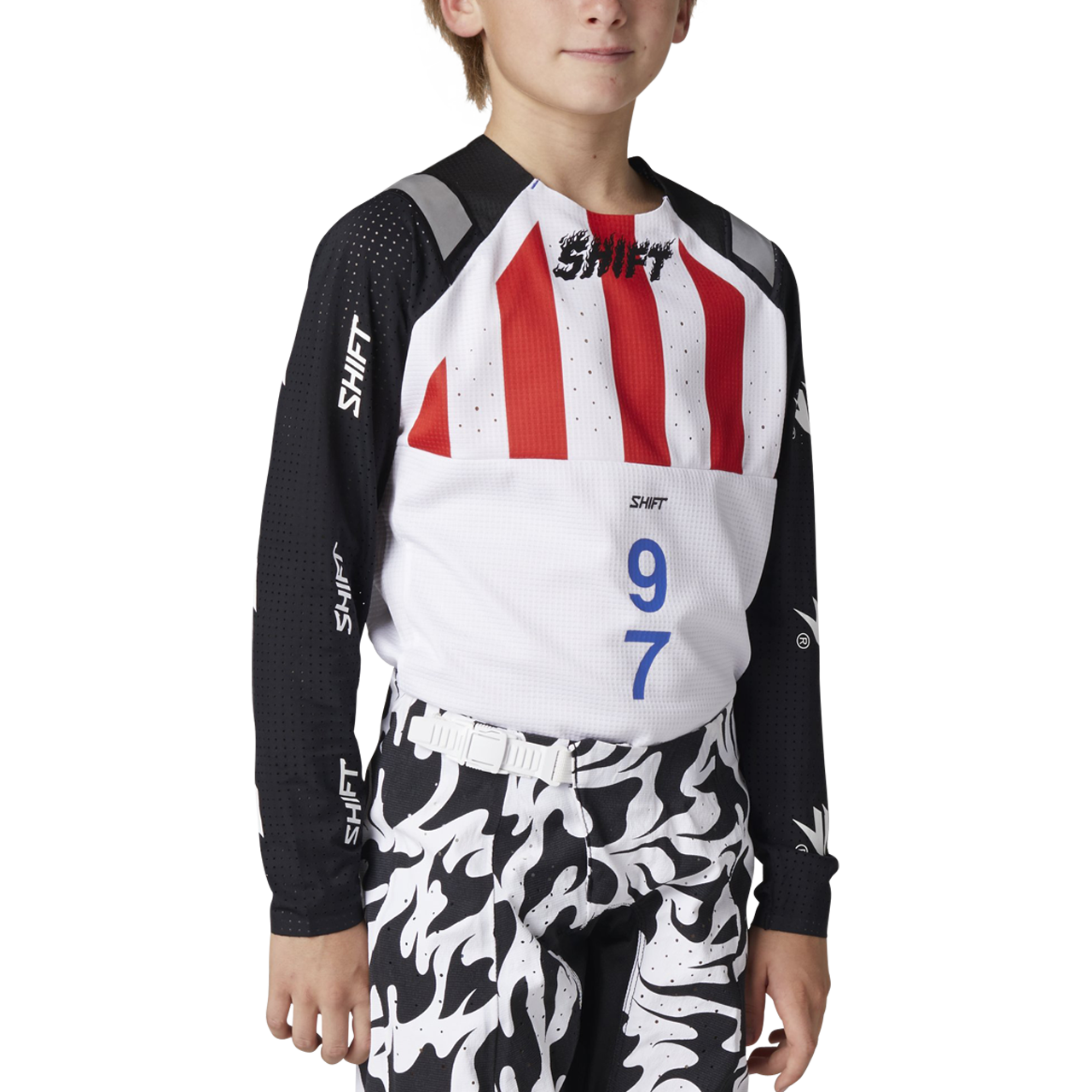 Bluza Cross Shift Blue Label Flame Dziecięca Złamany Biały/CzarnyM