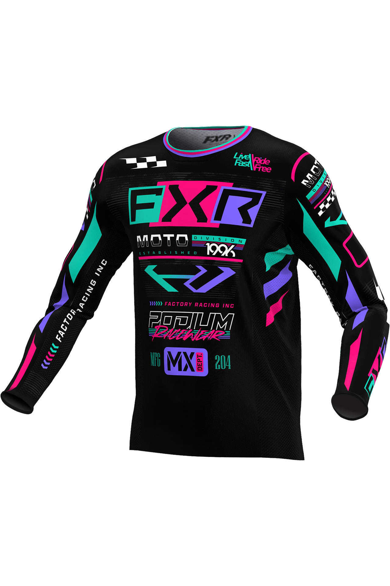 Bluza Cross FXR Podium Gladiator Czarny/Koralowy/MiętowyS