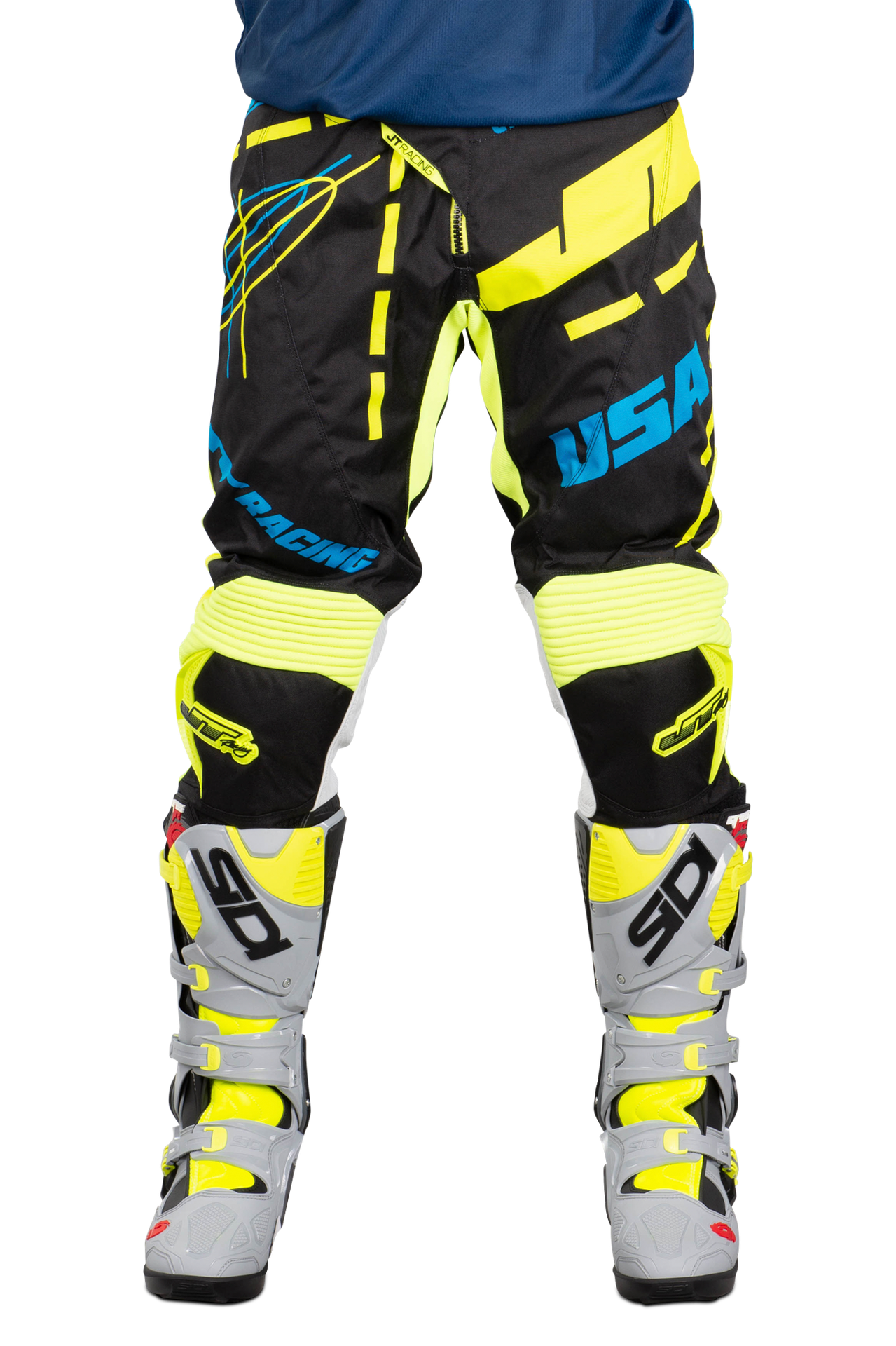 Spodnie Cross JT Racing Hyperlite Blueprint Złamany Biały/Czarny/Niebieski32