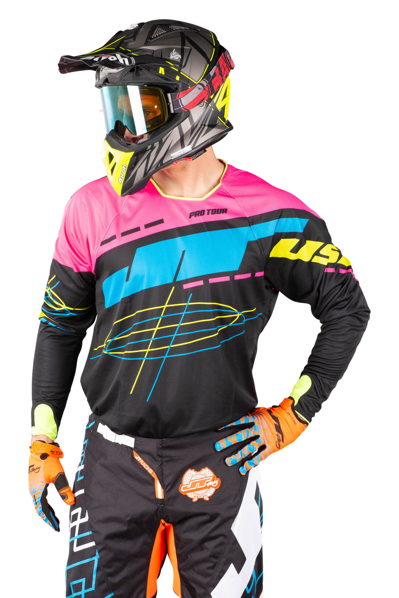 Bluza Cross JT Racing Hyperlite Blueprint Czarny/Niebieski/RóżowyL