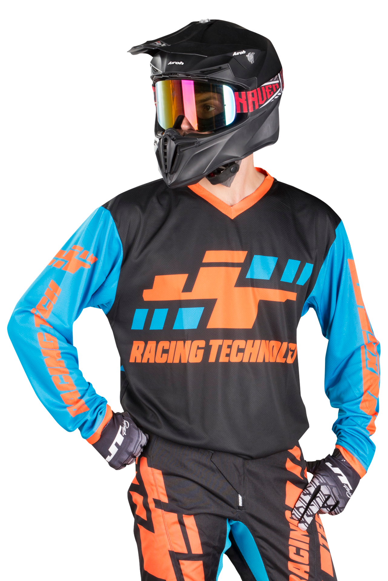 Bluza Cross JT Racing Flo Tec-Megabyte Czarny/Pomarańczowy/CyjanL