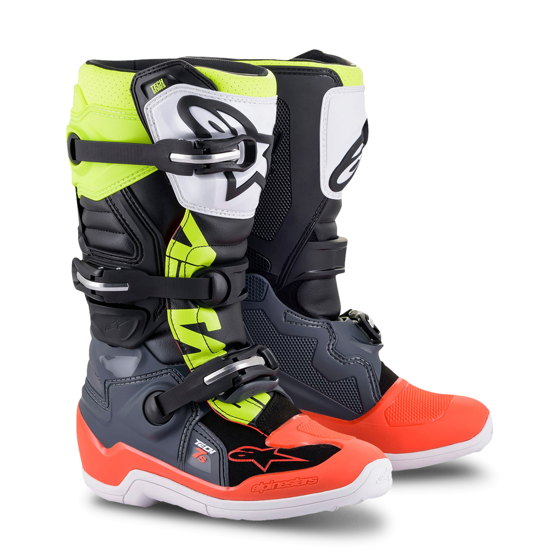 Buty Cross Alpinestars Tech 7S Dziecięce Szary/Czerwony/Żółty38