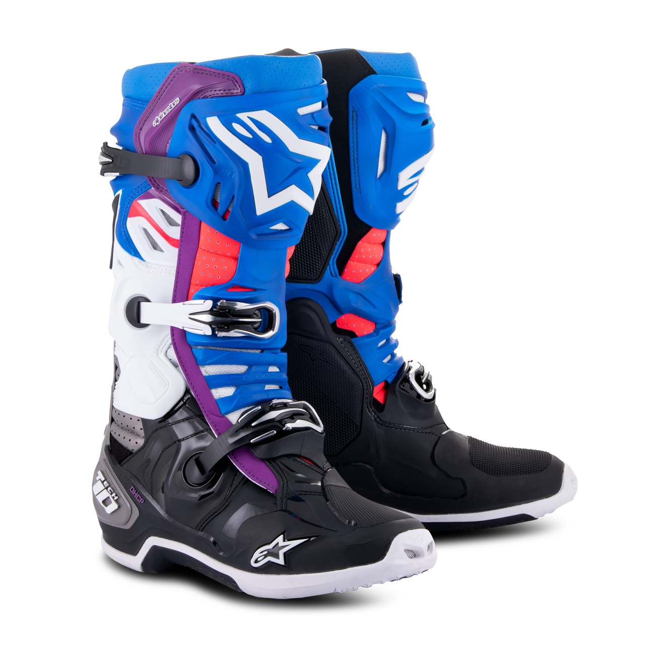 Buty Cross Alpinestars Tech 10 Supervented Czarny/Emaliowany Niebieski/Fioletowy44,5