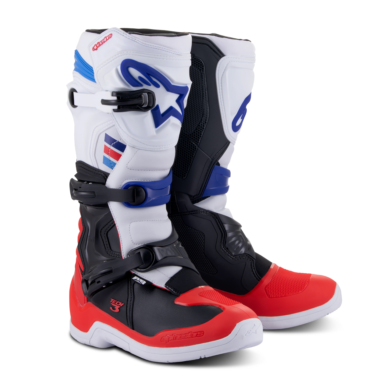 Buty Cross Alpinestars Tech 3 MX Złamany Biały/Jasnoczerwony/Ciemnoniebieski40,5