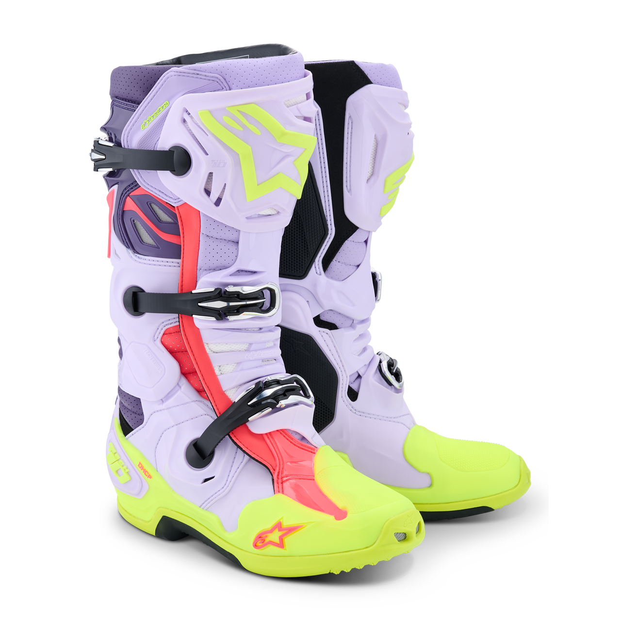 Buty MX Alpinestars Tech 10 Supervented Fioletowy/Żółty Fluorescencyjny/Różowy Diva45,5