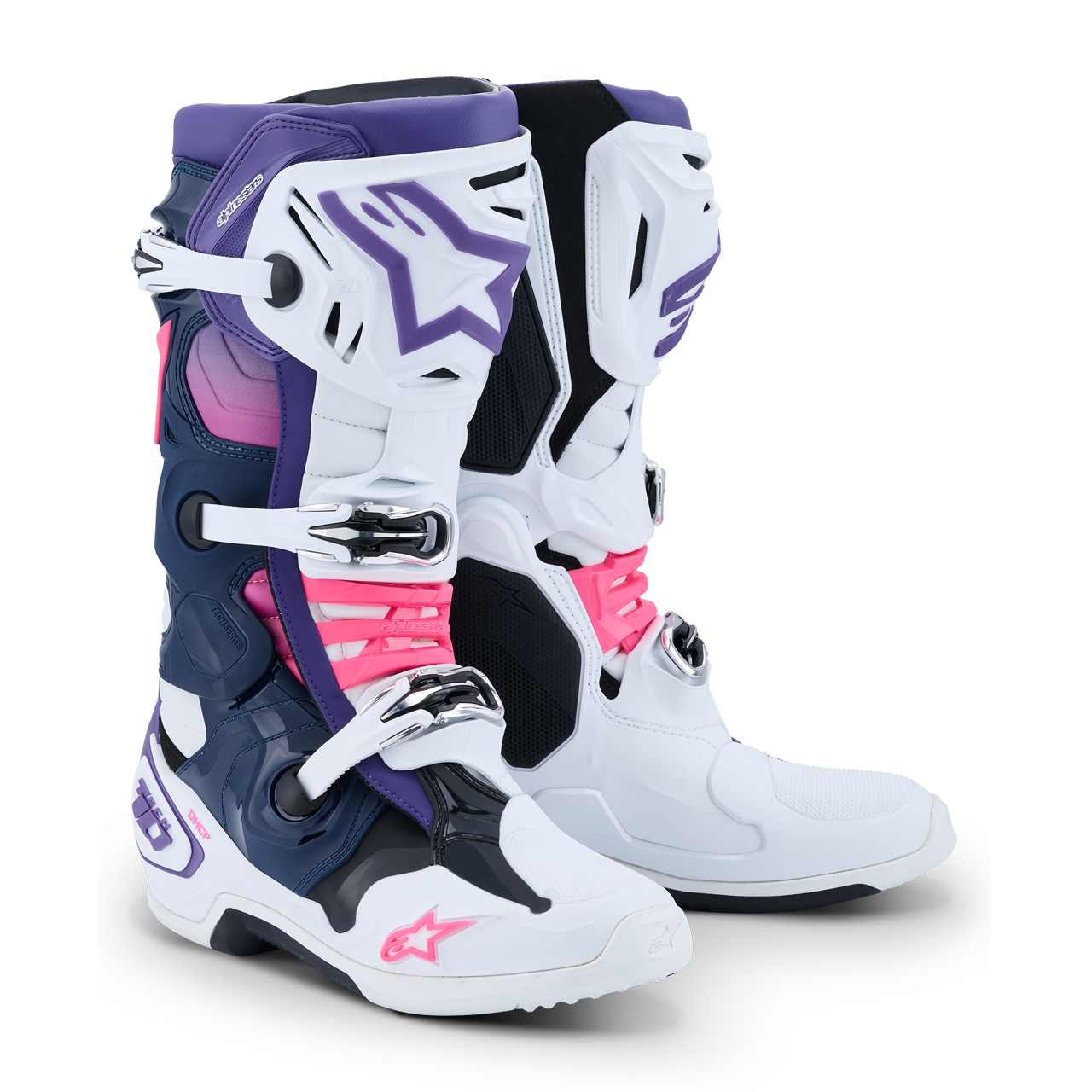 Buty MX Alpinestars Tech 10 Złamany biały/fioletowy/granatowy/różowy fluorescencyjny43