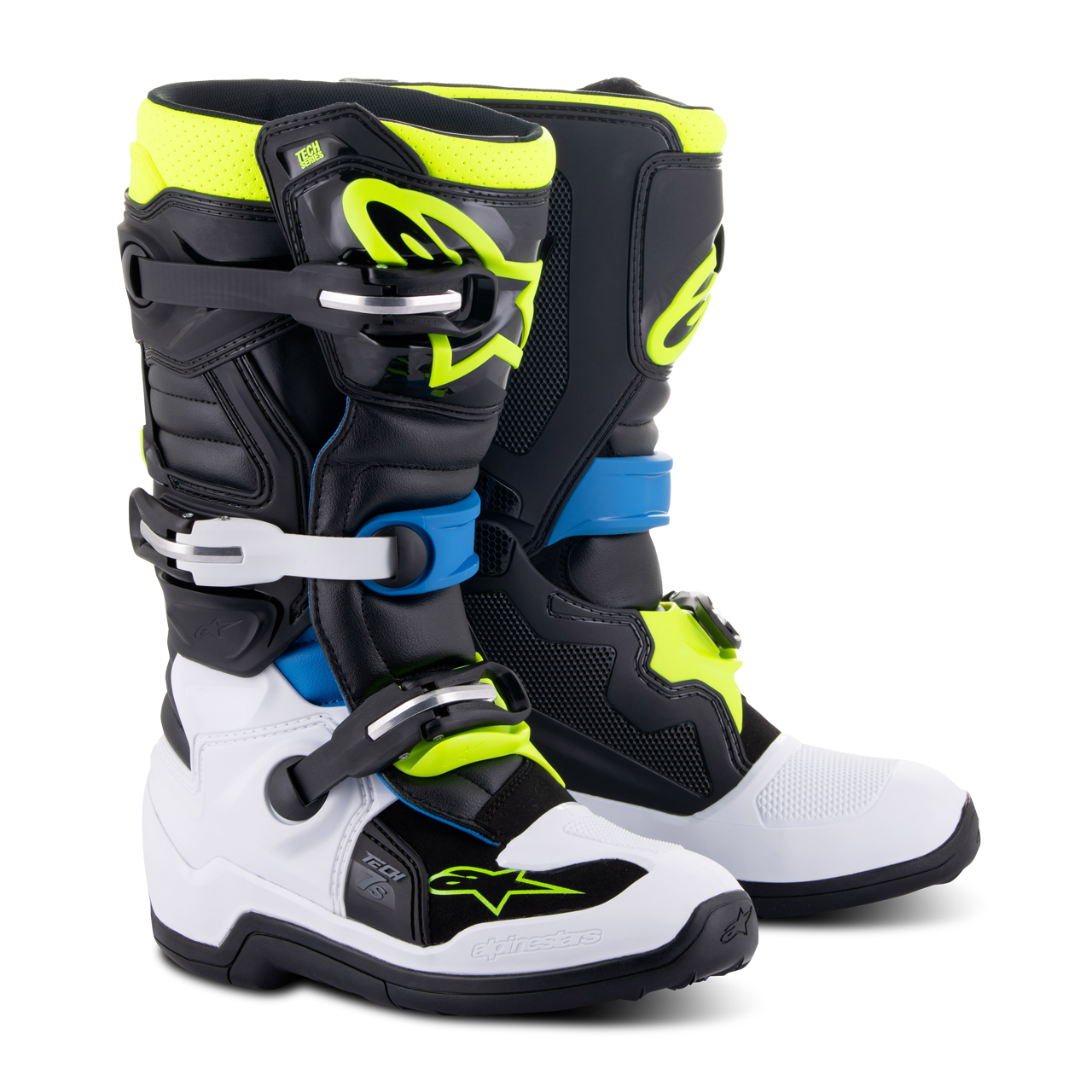 Buty Cross Alpinestars Tech 7S Dziecięce Czarny/Emaliowany Niebieski/Żółty34