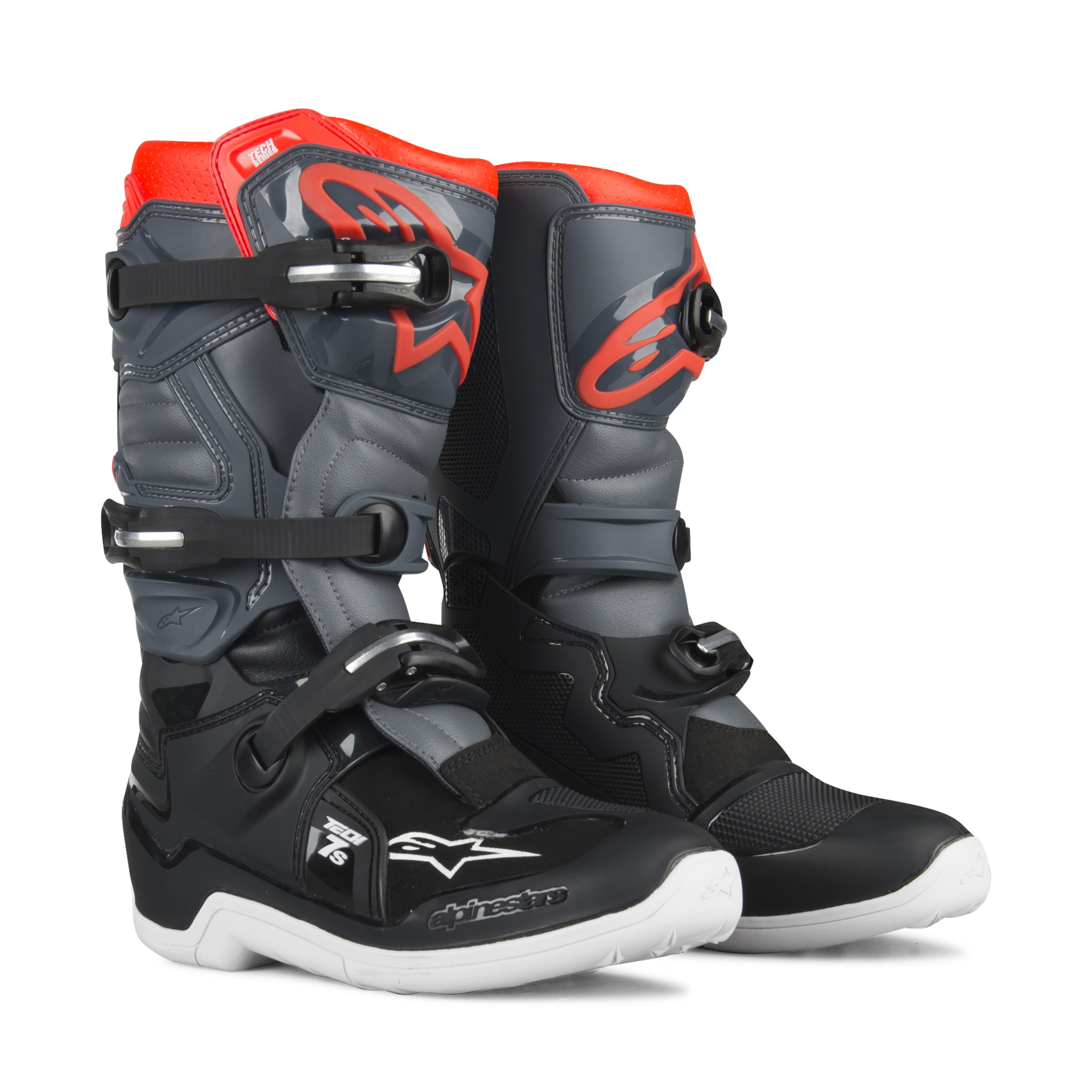 Buty Cross Alpinestars Tech 7S Dziecięce Czarny/Szary/Fluorescencyjny/Czerwony39