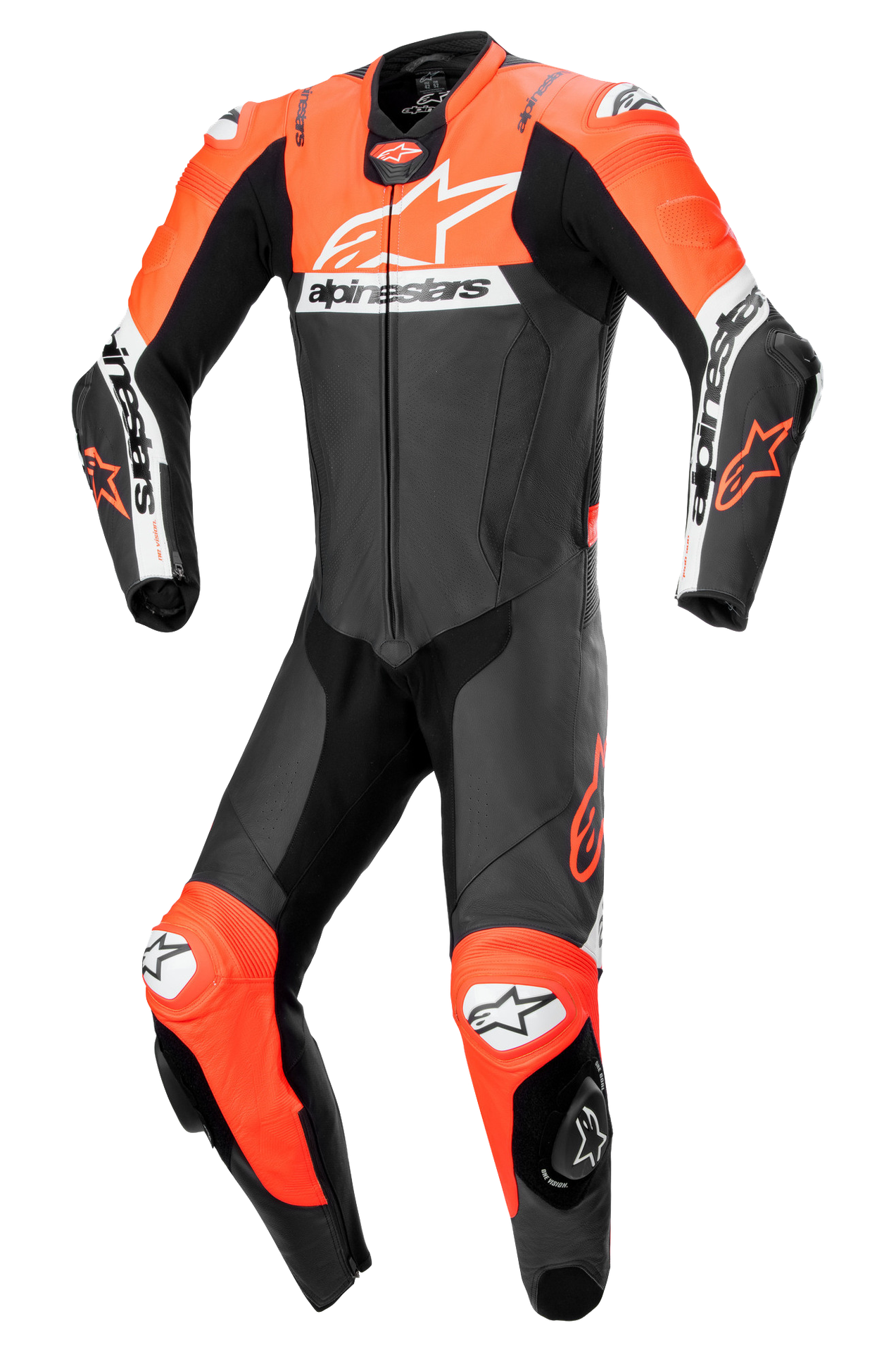 Kombinezon Jednoczęściowy Skórzany Alpinestars Missile V2 Ward Czarny/Czerwony/Fluorescencyjny Złamany Biały48