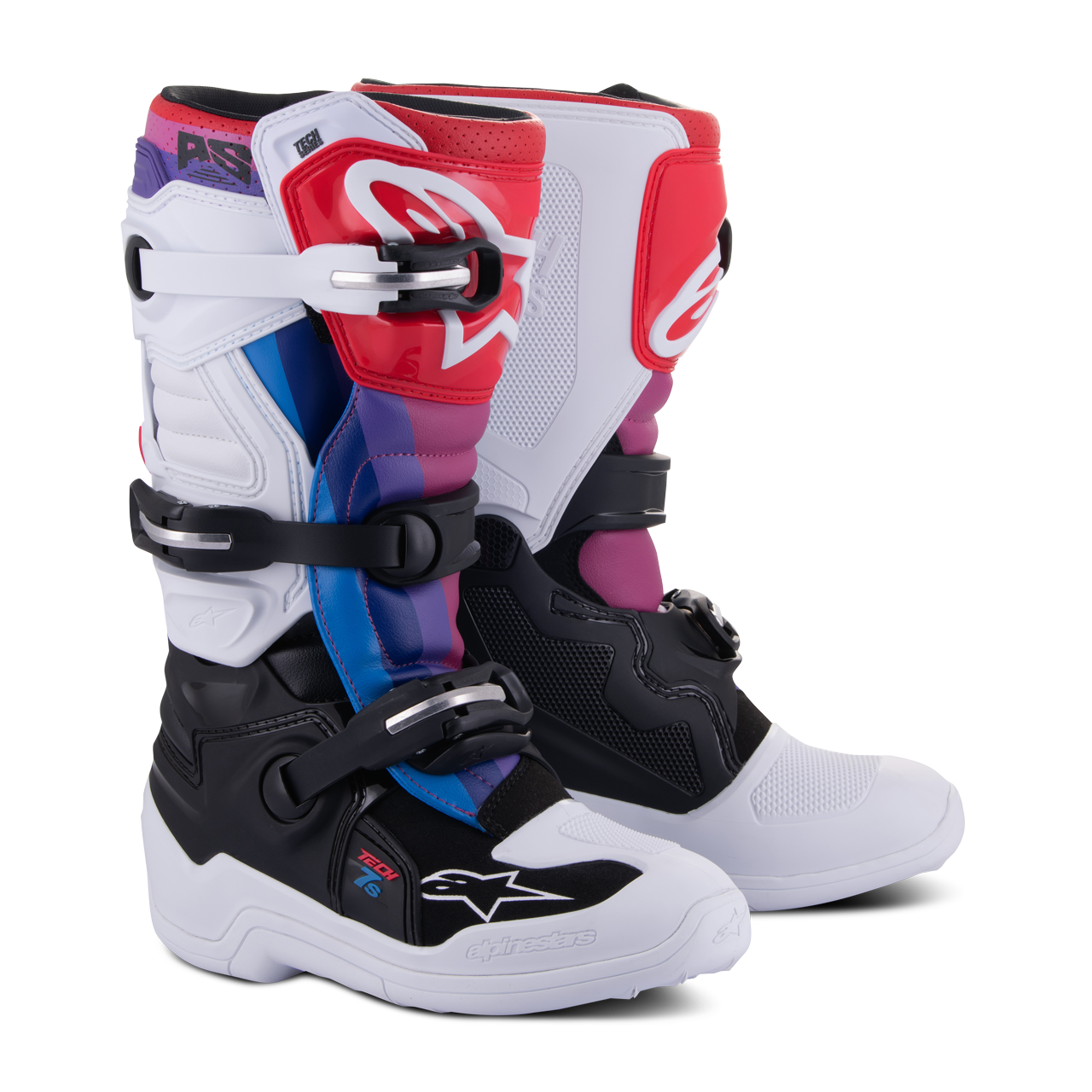 Buty Cross Alpinestars Tech 7S Dziecięce Złamany Biały/Czarny/Tęczowy40,5