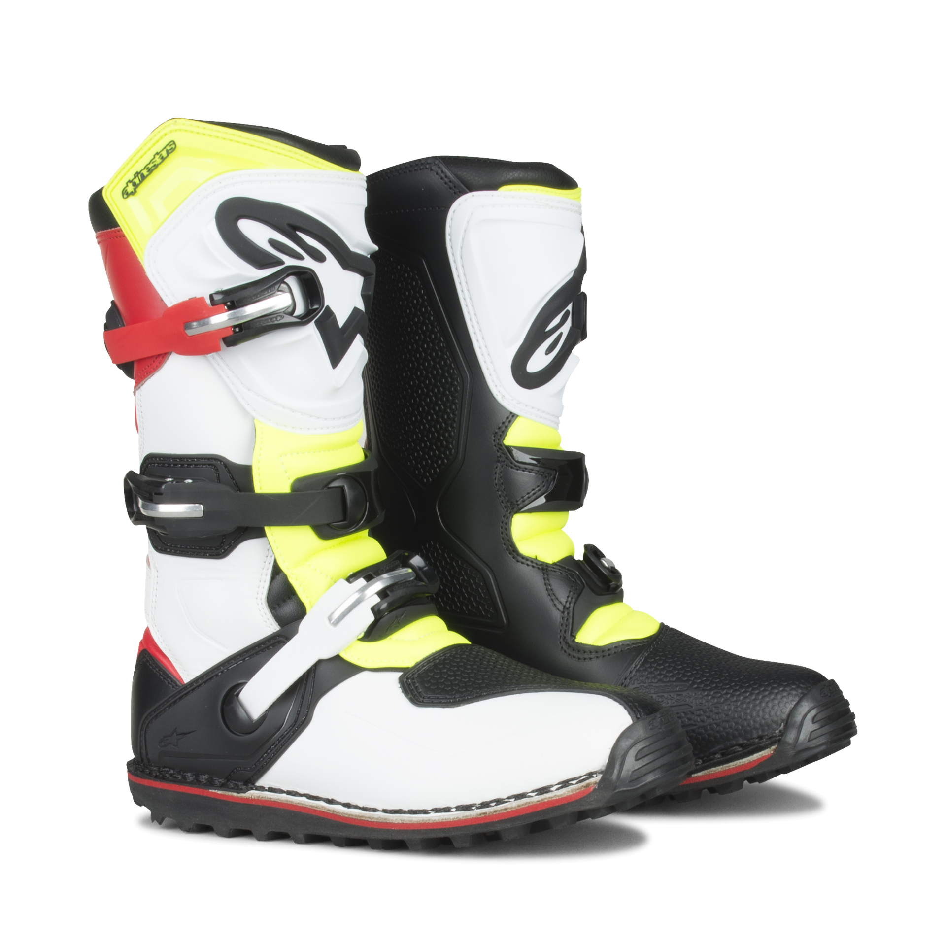 Buty Offroad Alpinestars Tech T Złamany Biały/Czerwony/Fluorescencyjny Żółty/Czarny44,5