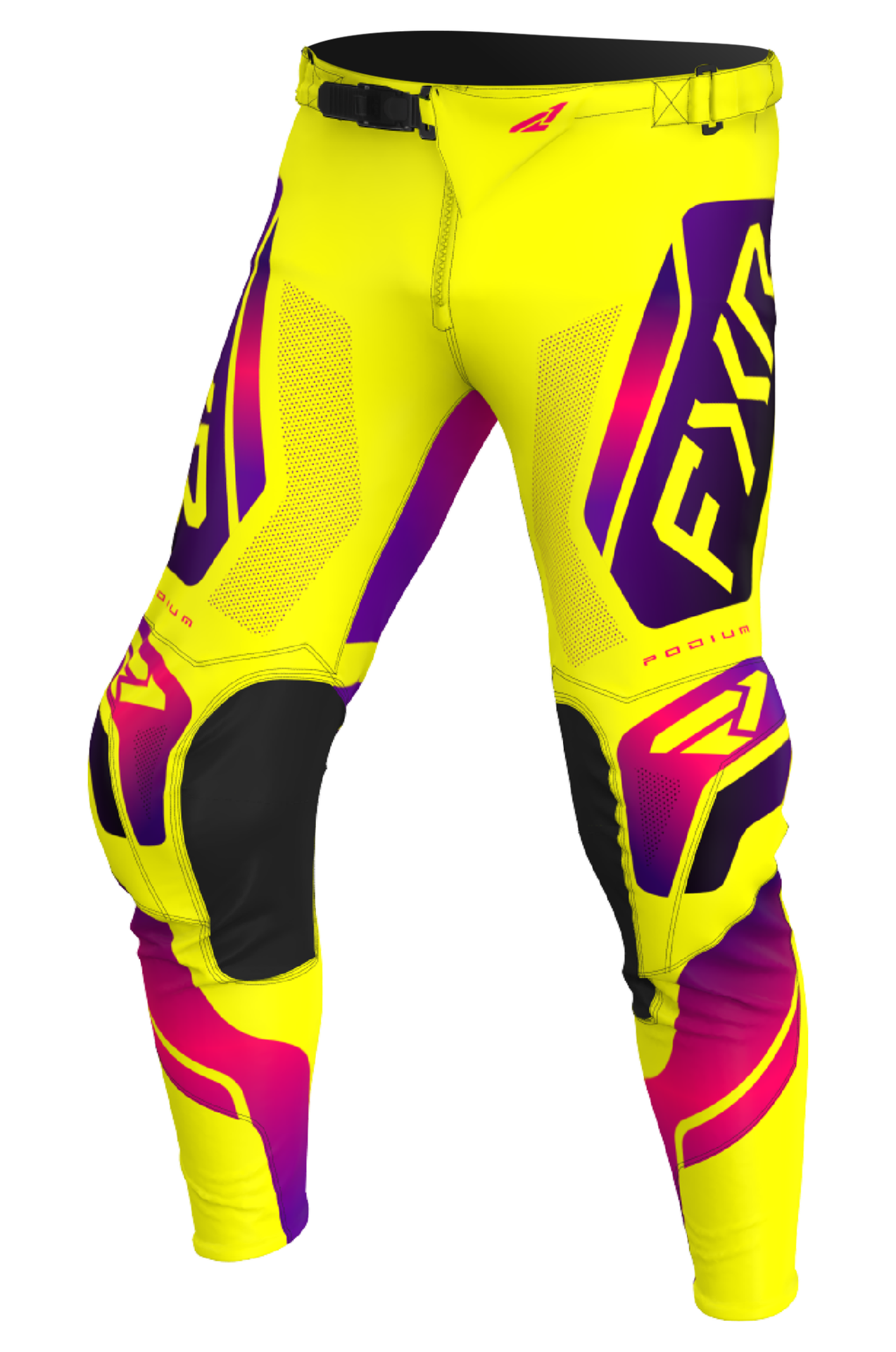 Spodnie Cross FXR Podium Relay 26 Żółty/Razz/Czarny32