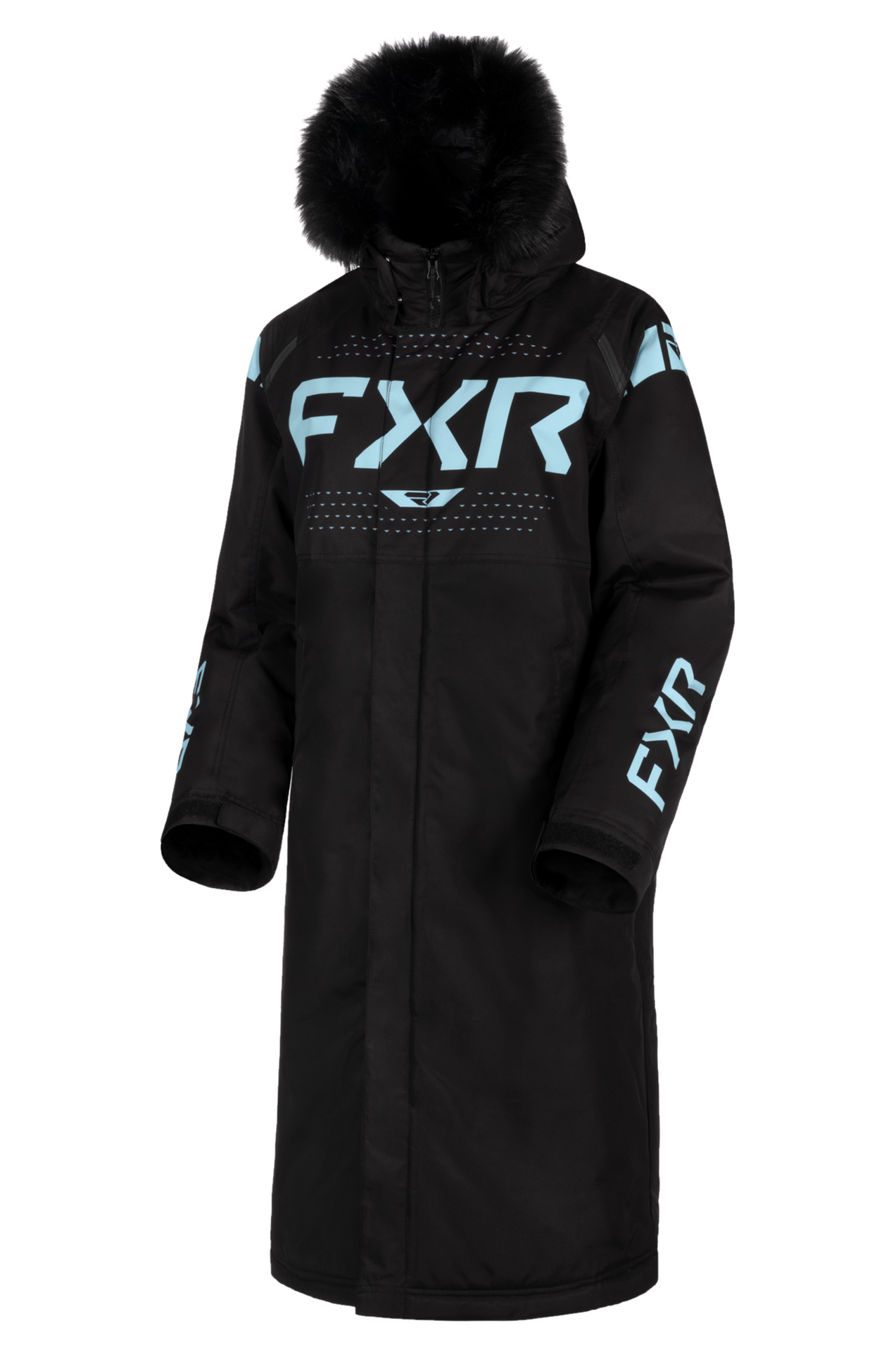 Kurtka Zimowa Damska FXR Warm-Up Coat 26 Czarny/Maui NiebieskiXL