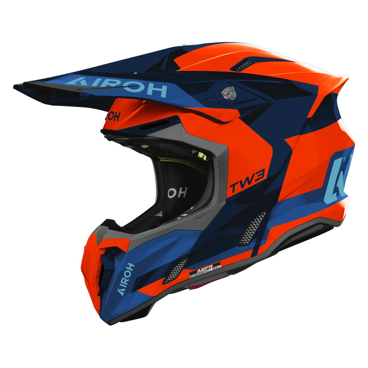 Kask Cross Airoh Twist 3 Fancy (2026) Pomarańczowy/Niebieski PołyskXS