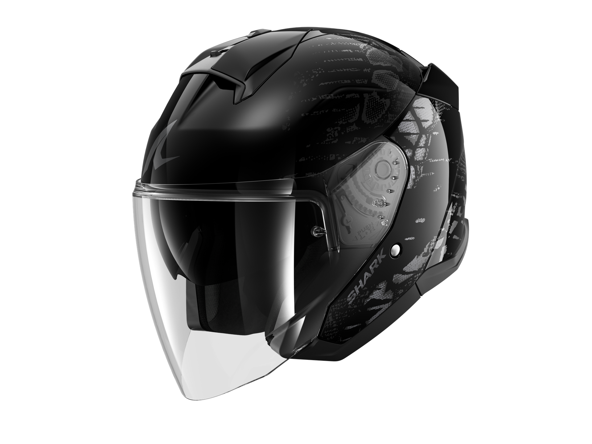 Kask Otwarty Shark Skwal Jet Reptaia Czarny/AntracytowyL