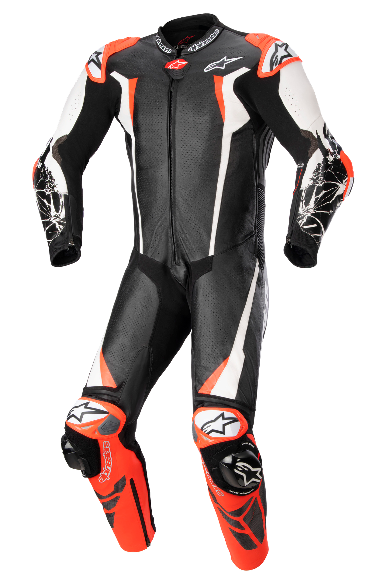 Kombinezon Jednoczęściowy Skórzany Alpinestars Racing Absolute V2 Czarny/Złamany Biały/Czerwony Fluorescencyjny50