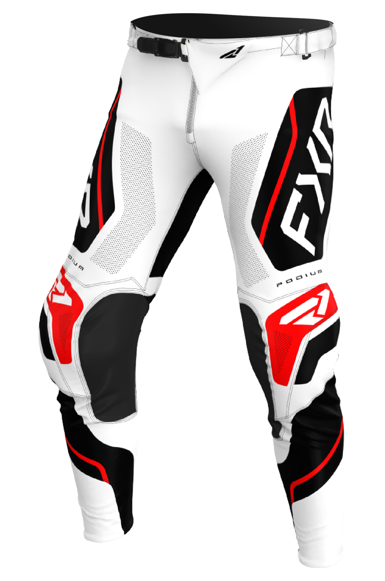 Spodnie Cross FXR Podium Relay 26 Złamany Biały/Czarny/Czerwony28