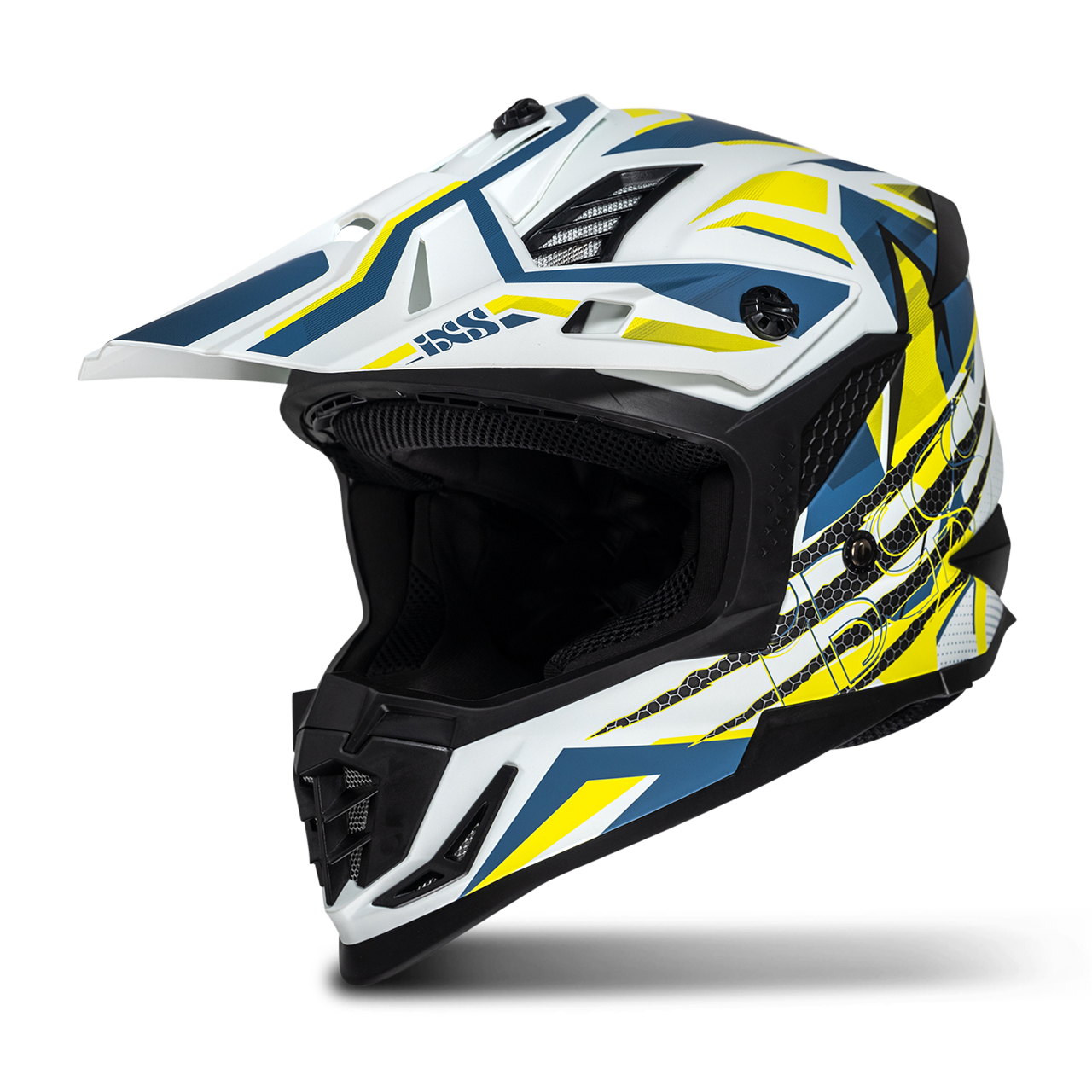 Kask Cross iXS iXS363 2.0 Złamany Biały Matowy/Niebieski/Żółty FluorescencyjnyXL