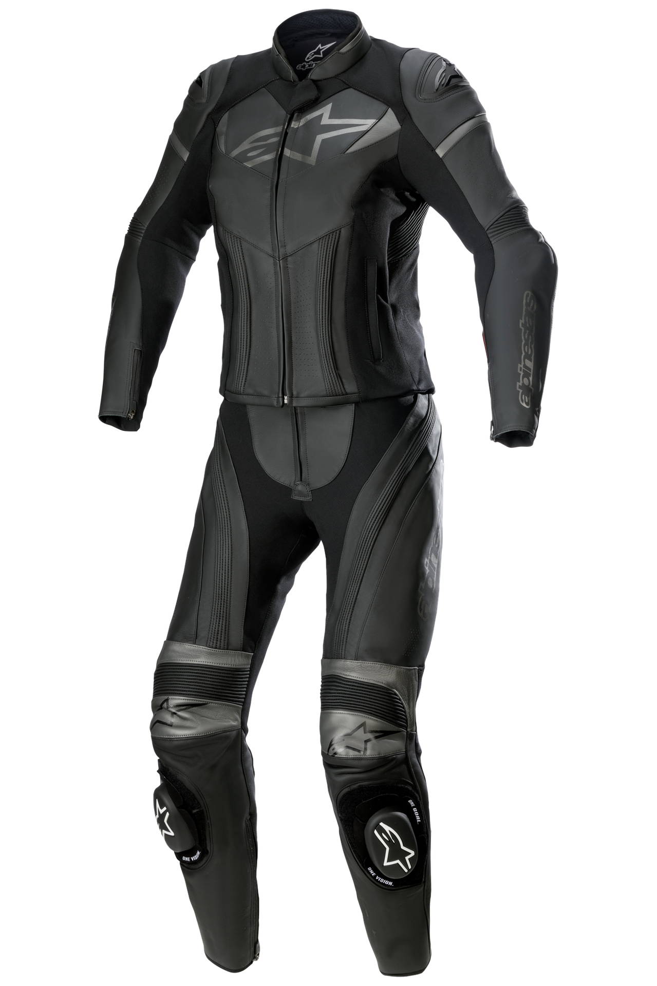 Kombinezon Skórzany Alpinestars Stella GP Plus Dwuczęściowy Czarny/Metaliczny szary48 Długi