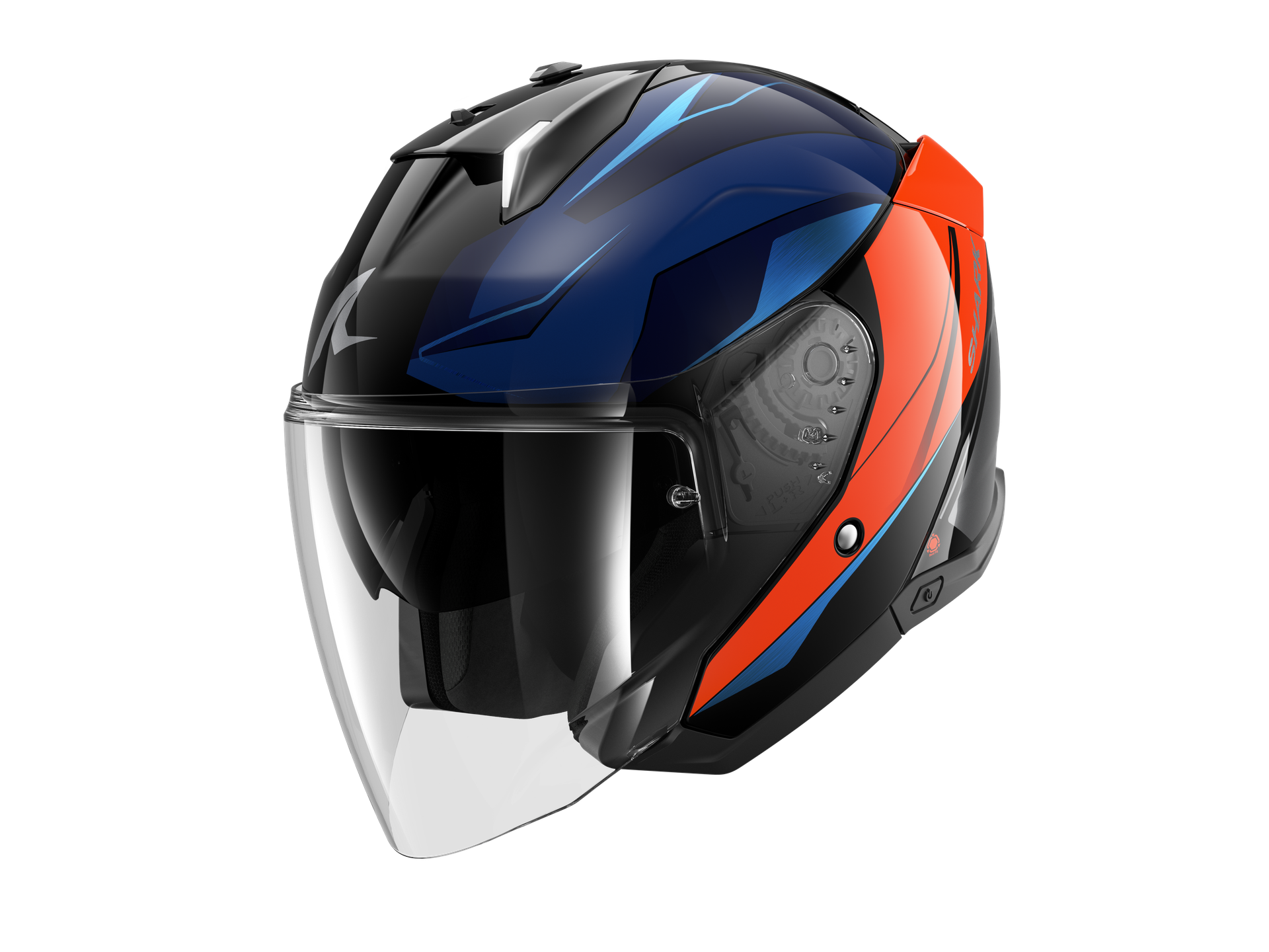 Kask Otwarty Shark Skwal I3 Jet Mekarium Czarny/Pomarańczowy ChromowanyM