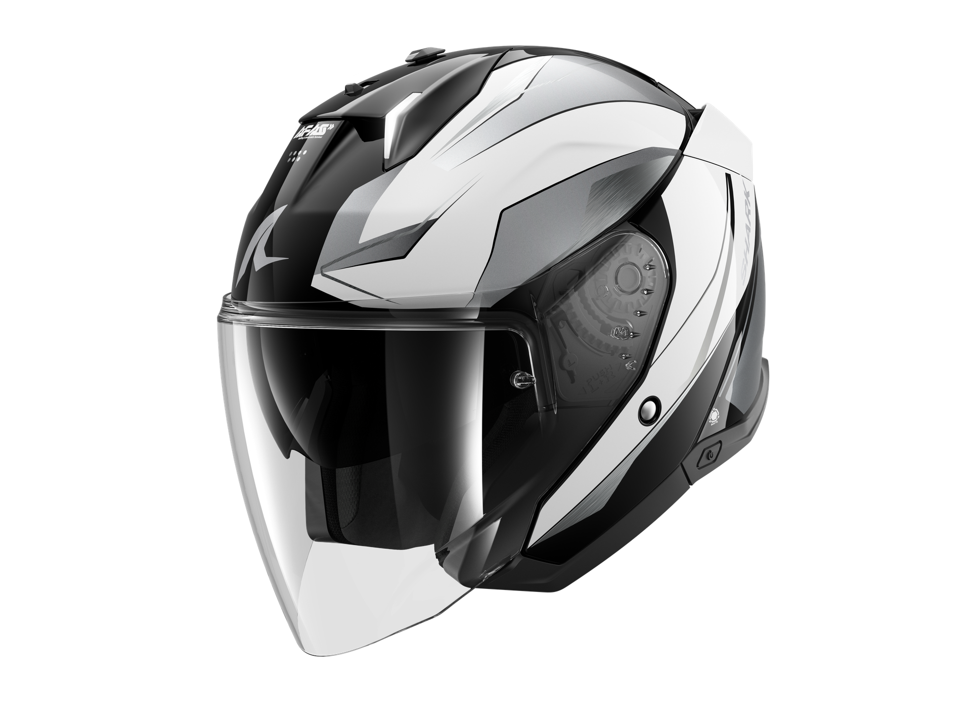 Kask Otwarty Shark Skwal I3 Jet Mekarium Złamany Biały/Czarny/ChromowanyM