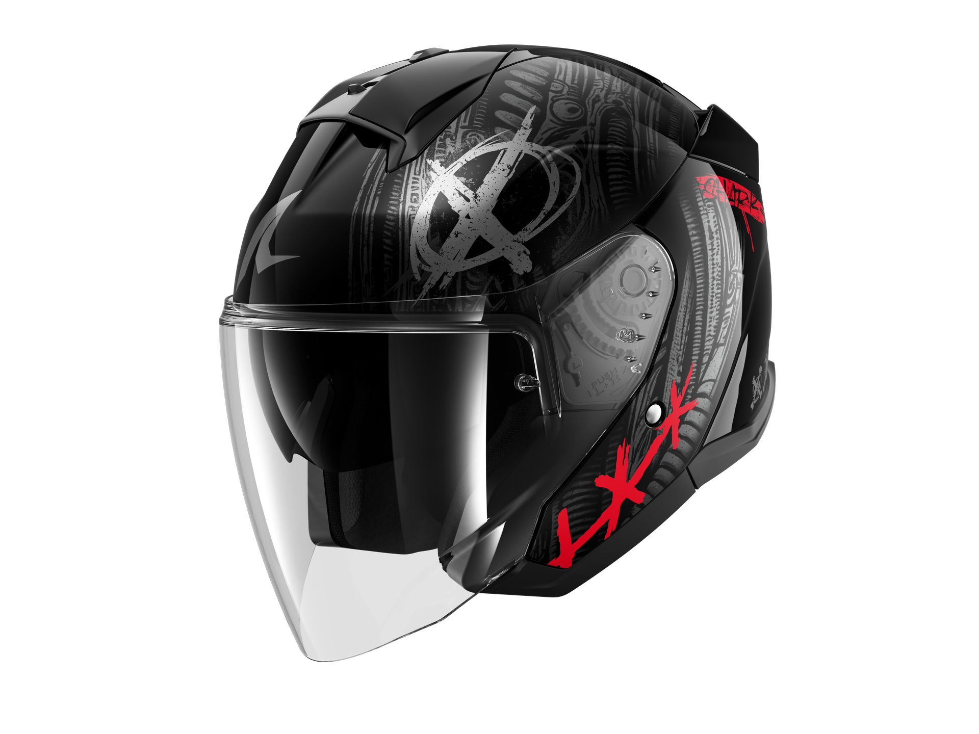 Kask Otwarty Shark Skwal Jet Shiever Czarny/Antracyt/CzerwonyM