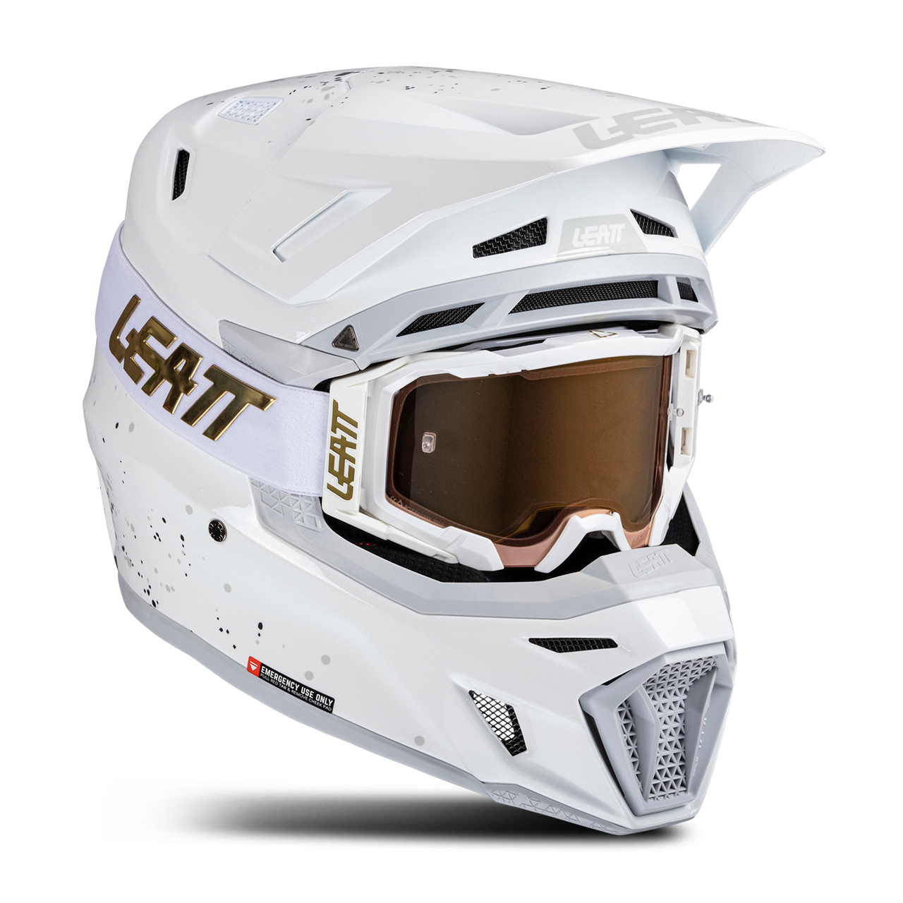 Zestaw Kask Cross Leatt Moto 8.5 V25 z Goglami Złamany BiałyXL