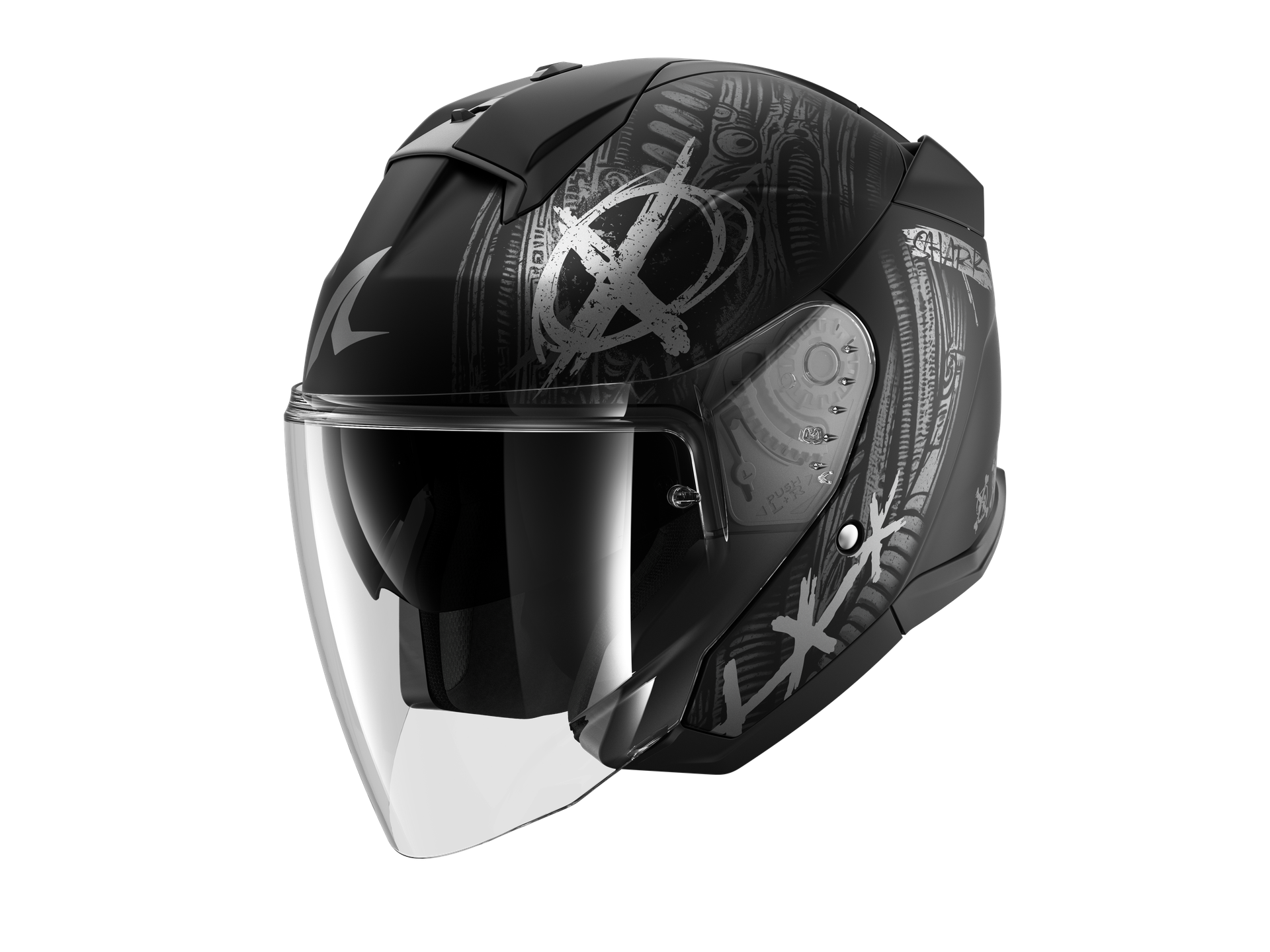 Kask Otwarty Shark Skwal Jet Shiever Czarny/Antracyt/SrebrnyL