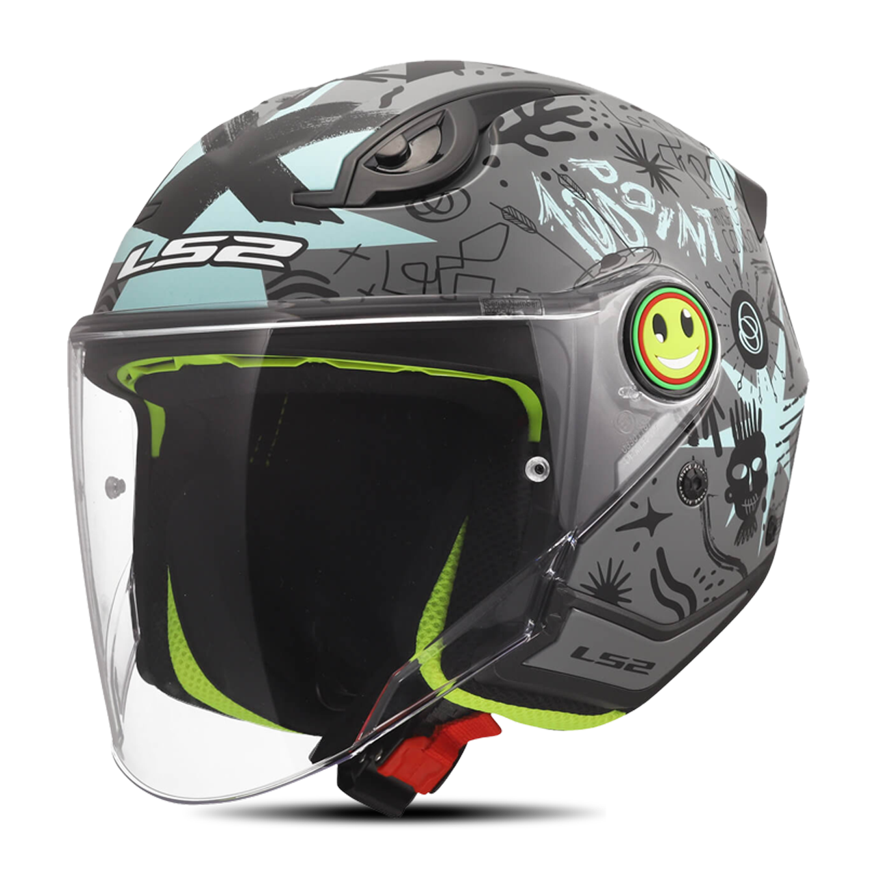 Kask Otwarty LS2 OF622 Funny II Scribble Młodzieżowy Szary/NiebieskiL