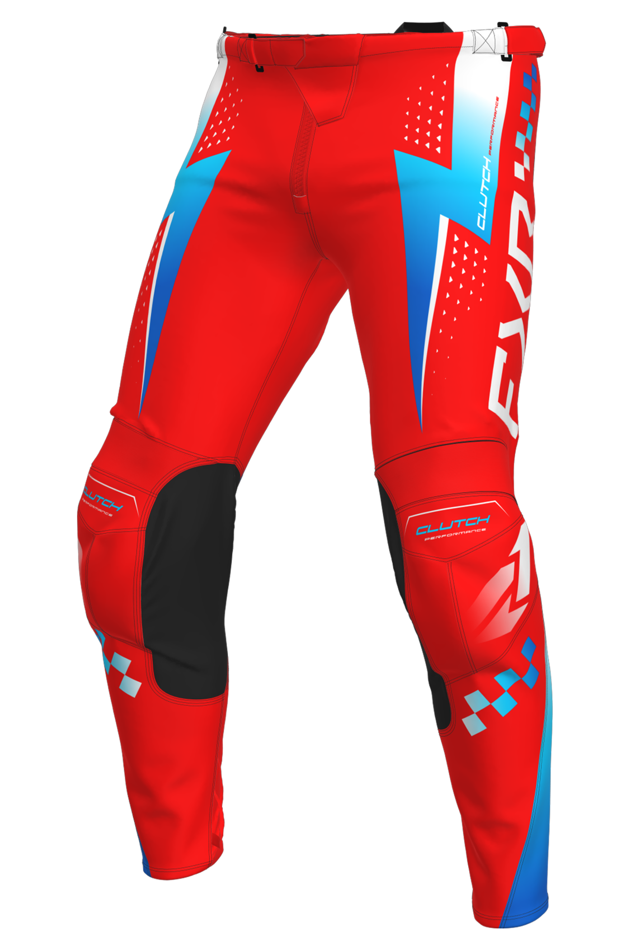 Spodnie Cross FXR Clutch Pro 26 Czerwony/Niebieski/Złamany Biały32