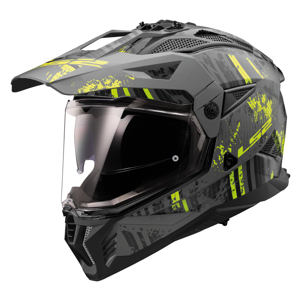 Kask Adventure LS2 MX702 Pioneer Il Crazy Matowy Czarny/Żółty Hi-VisM