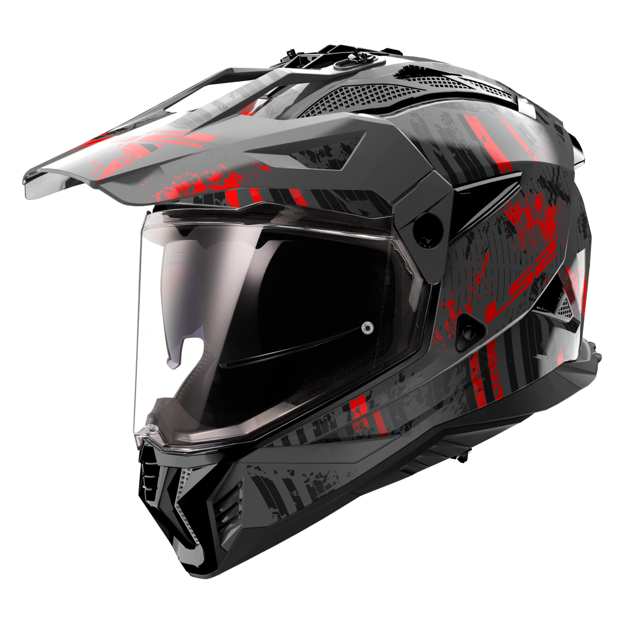 Kask Adventure LS2 MX702 Pioneer Il Crazy Czarny/CzerwonyS