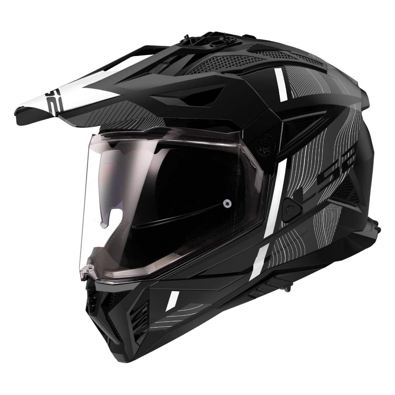 Kask Adventure LS2 MX702 Pioneer Il Hill Matowy Czarny/Złamany BiałyM