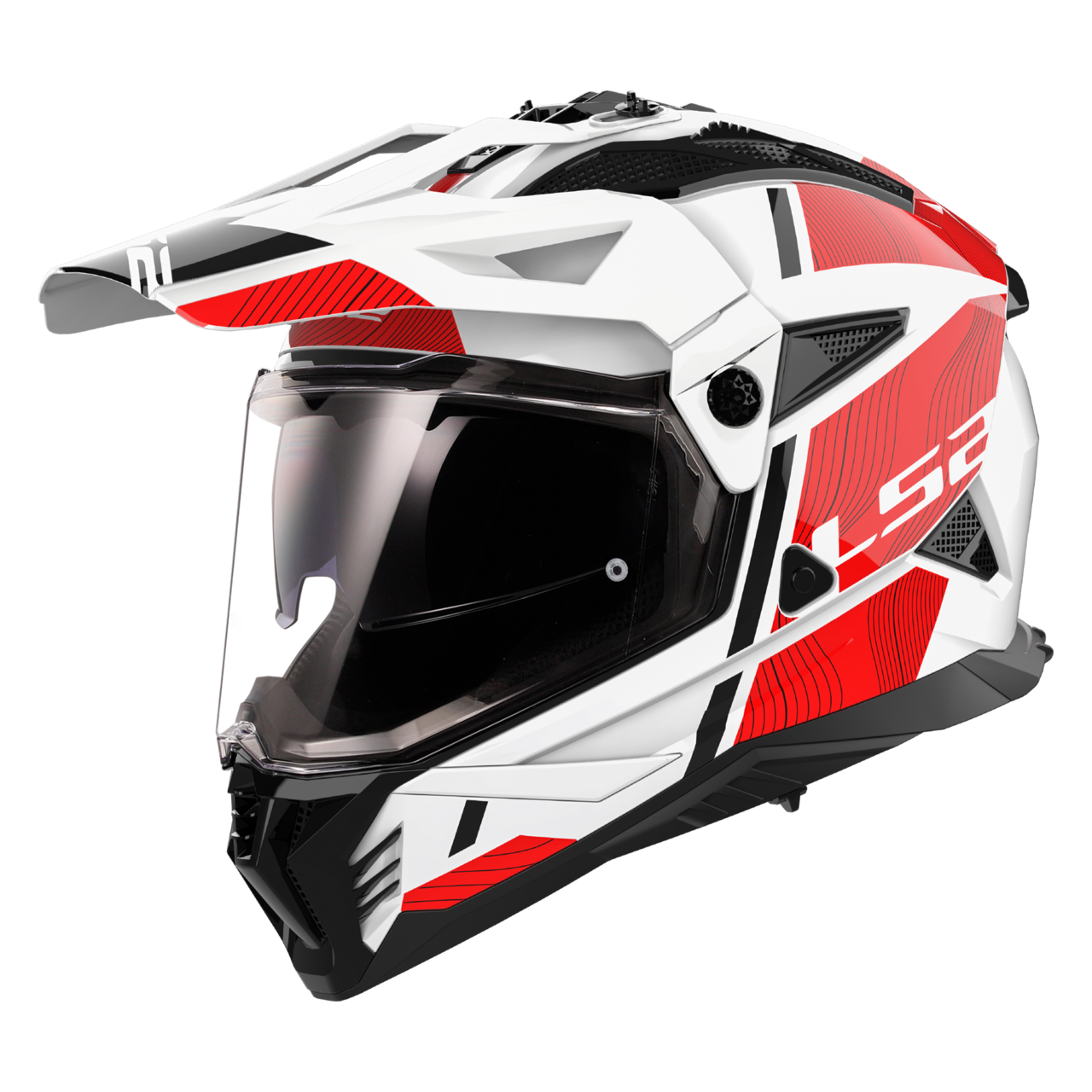 Kask Adventure LS2 MX702 Pioneer Il Hill Złamany Biały/CzerwonyM
