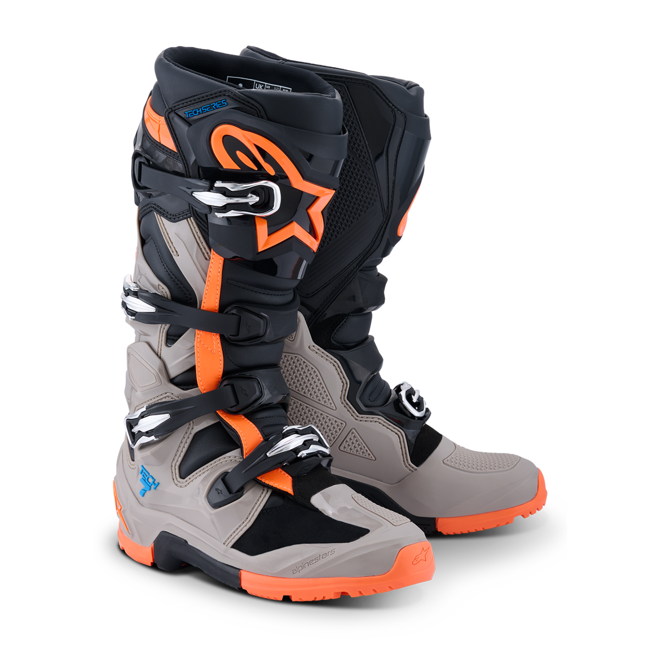 Buty Enduro Alpinestars Tech 7 Czarny/Ciepły szary/Pomarańczowy fluorescencyjny44,5