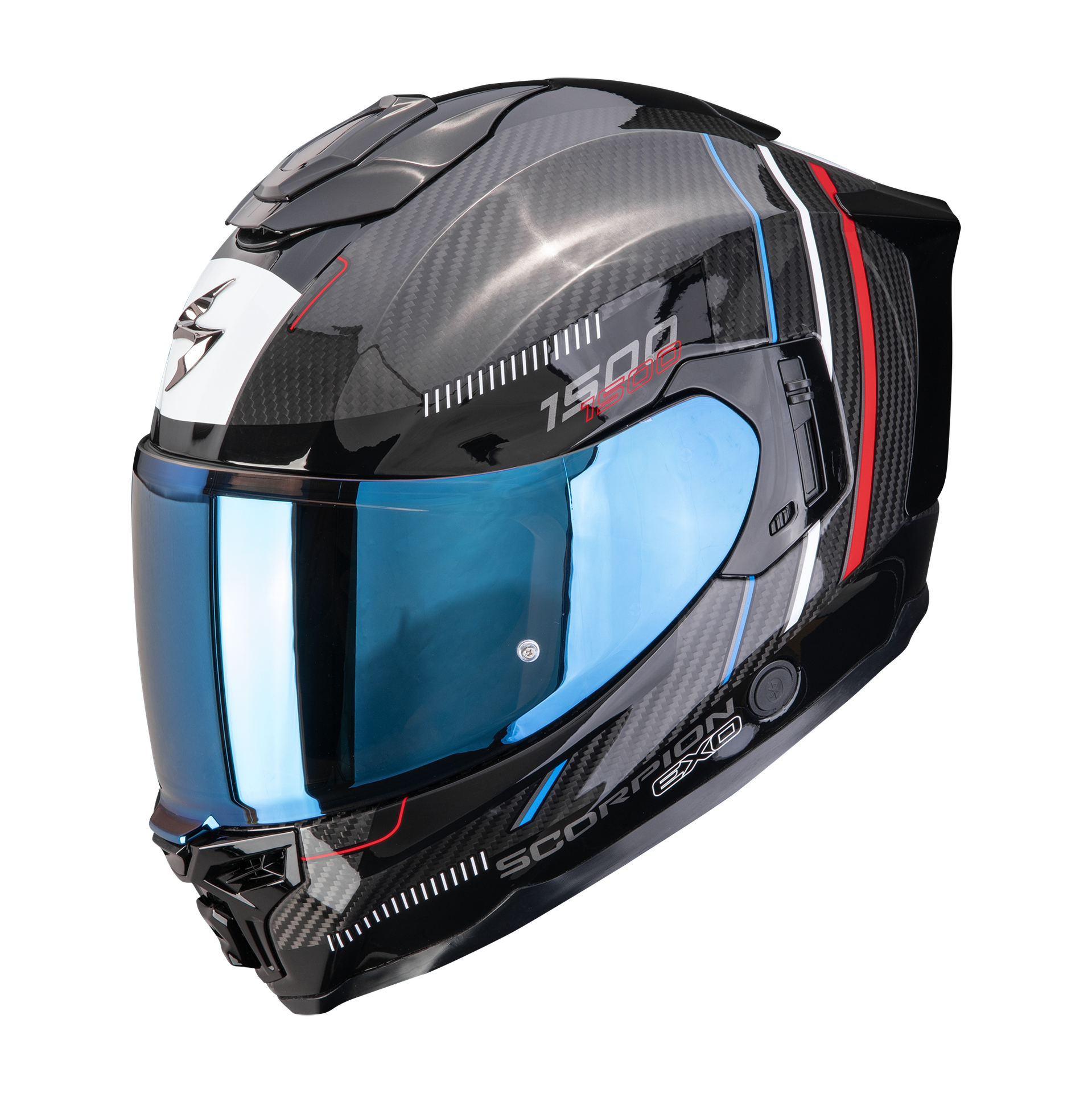 Kask Integralny Scorpion EXO-1500 Carbon Air Zity Czarny/Czerwony/NiebieskiXL