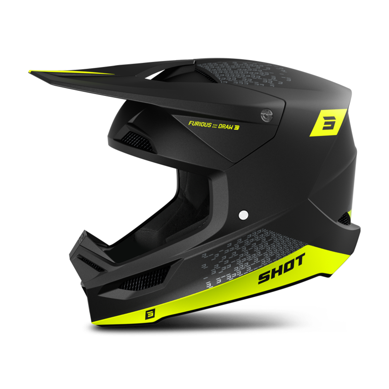 Kask Cross Shot Furious Draw Mat Neonowy Żółty MatowyL