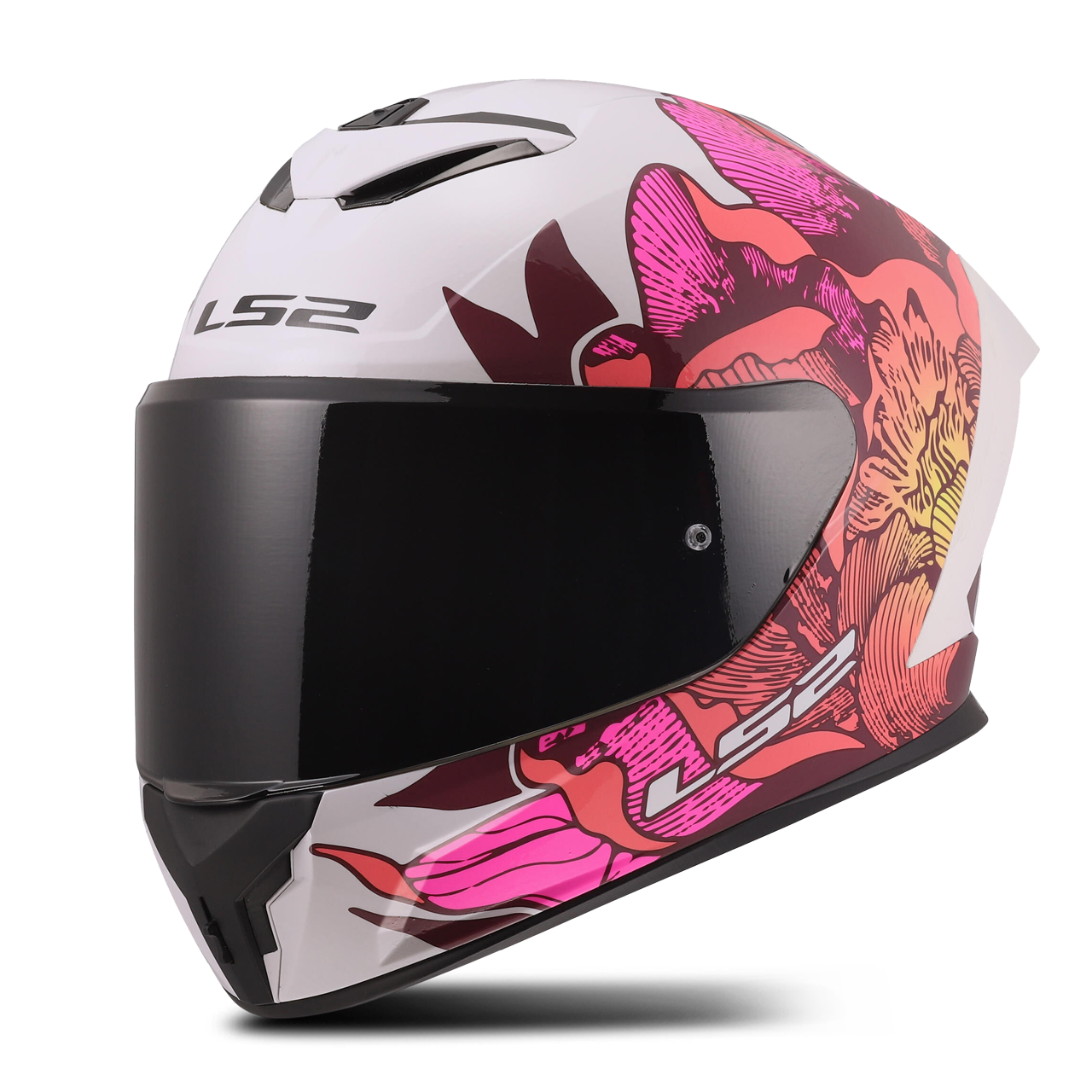 Kask Integralny LS2 FF820 Rapid III Poppies Złamany Biały/RóżowyS