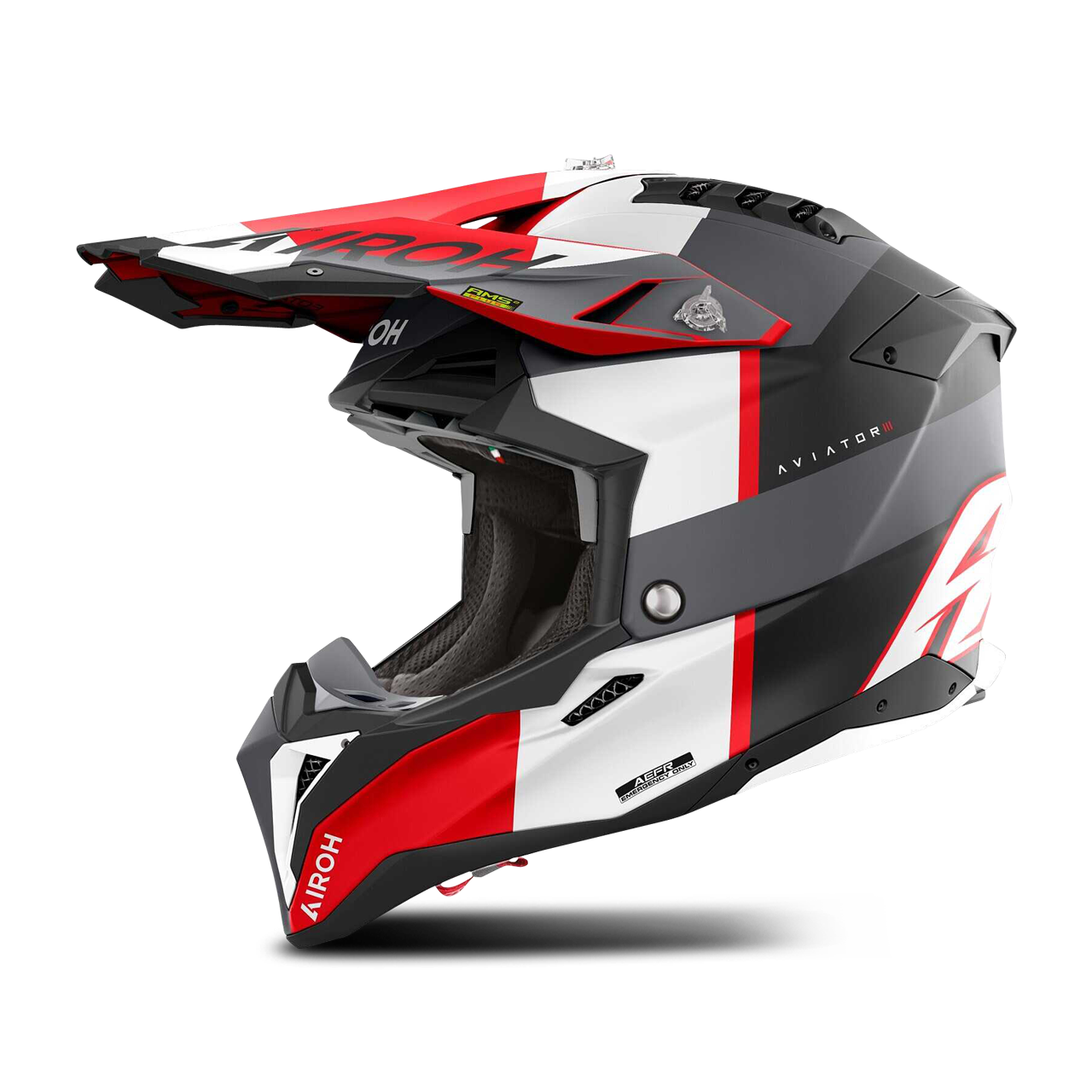 Kask Cross Airoh Aviator 3 Szary/Matowy CzerwonyS
