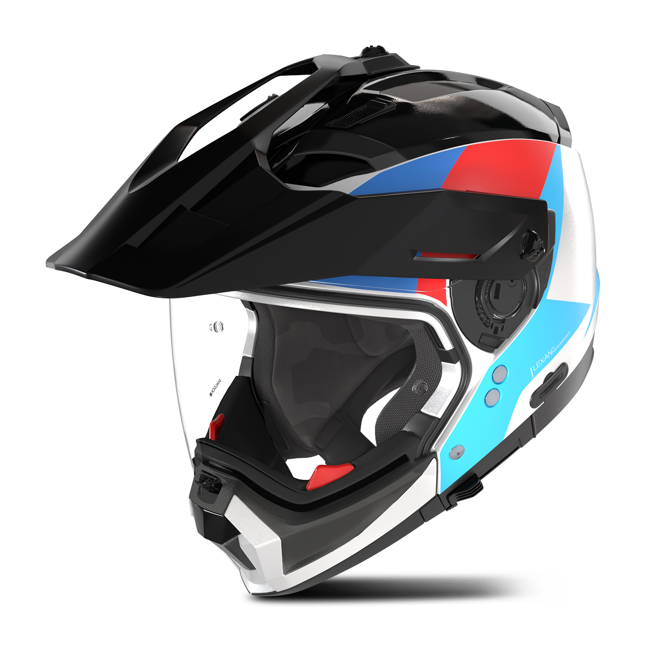 Kask Adventure Nolan N70-2 X Turbine Biały/Czarny/Niebieski/Jasnoniebieski/Czerwony MetalXS
