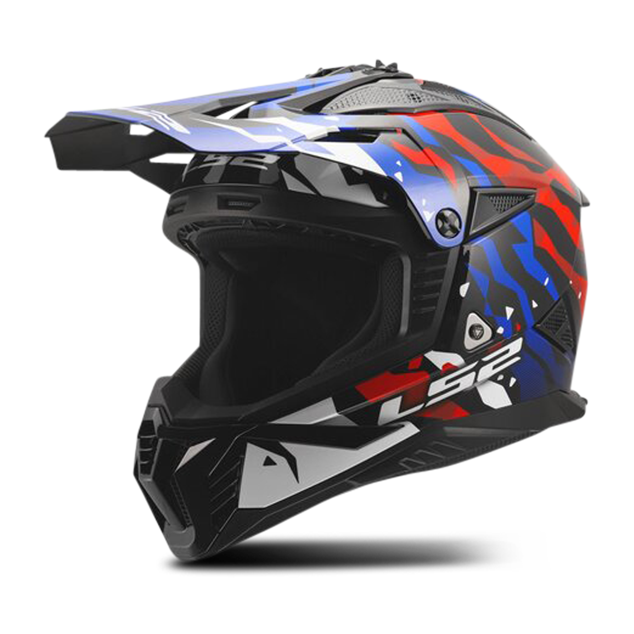 Kask Cross LS2 MX708 Fast II Grotesk Biały/Niebieski/Czerwony PołyskXS