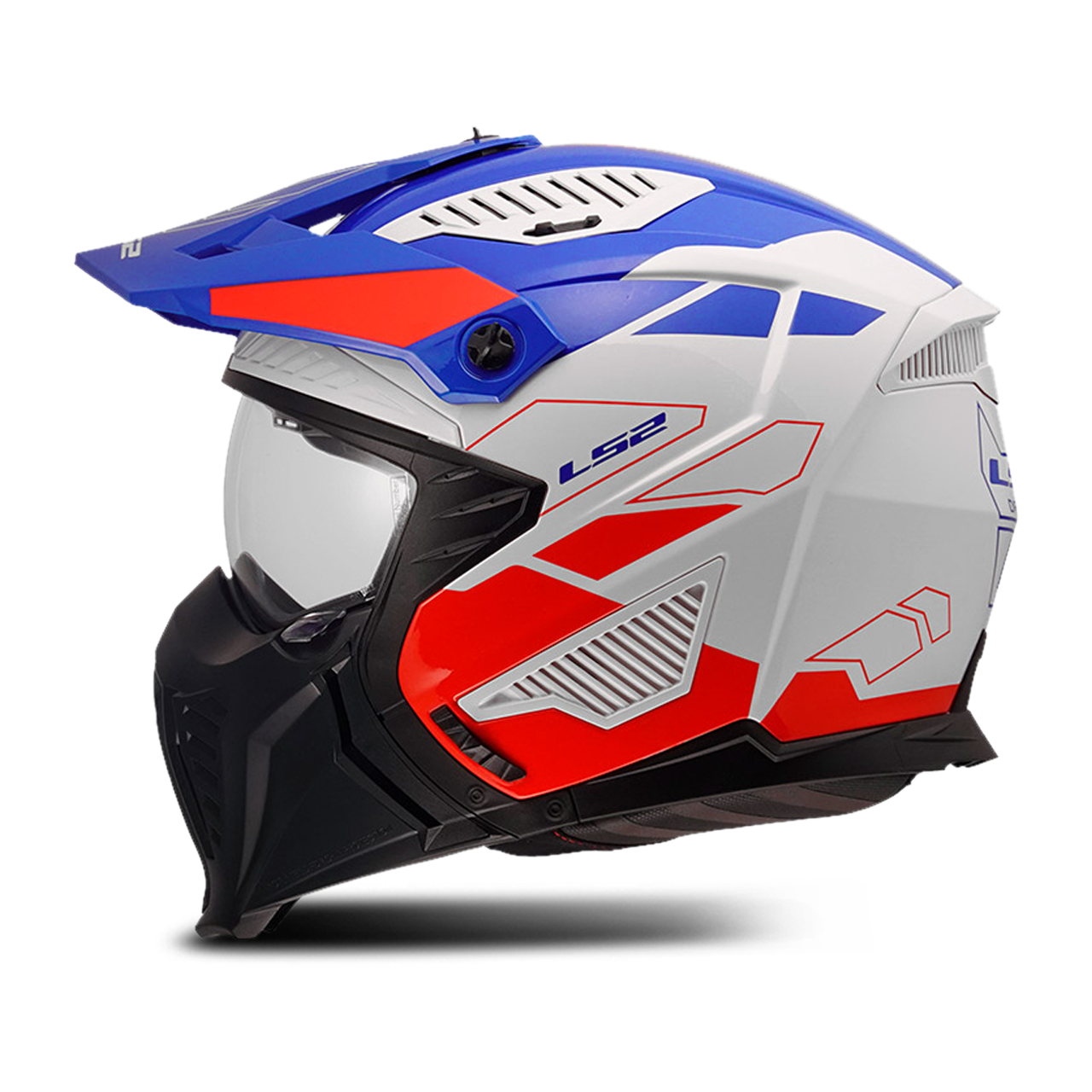 Kask Otwarty LS2 OF606 Drifter Trek Złamany Biały/Niebieski/CzerwonyM