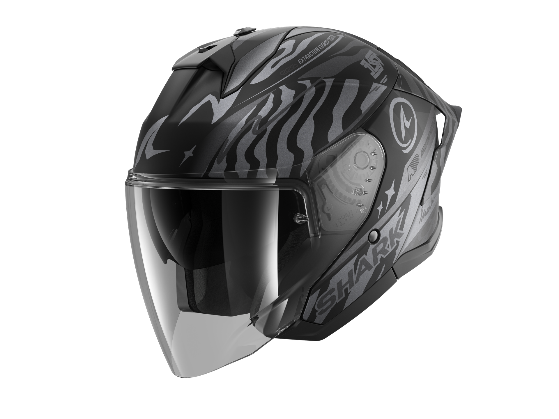 Kask Otwarty Shark Jet Cup Speed-Fancy Czarny/Antracyt/SrebrnyS