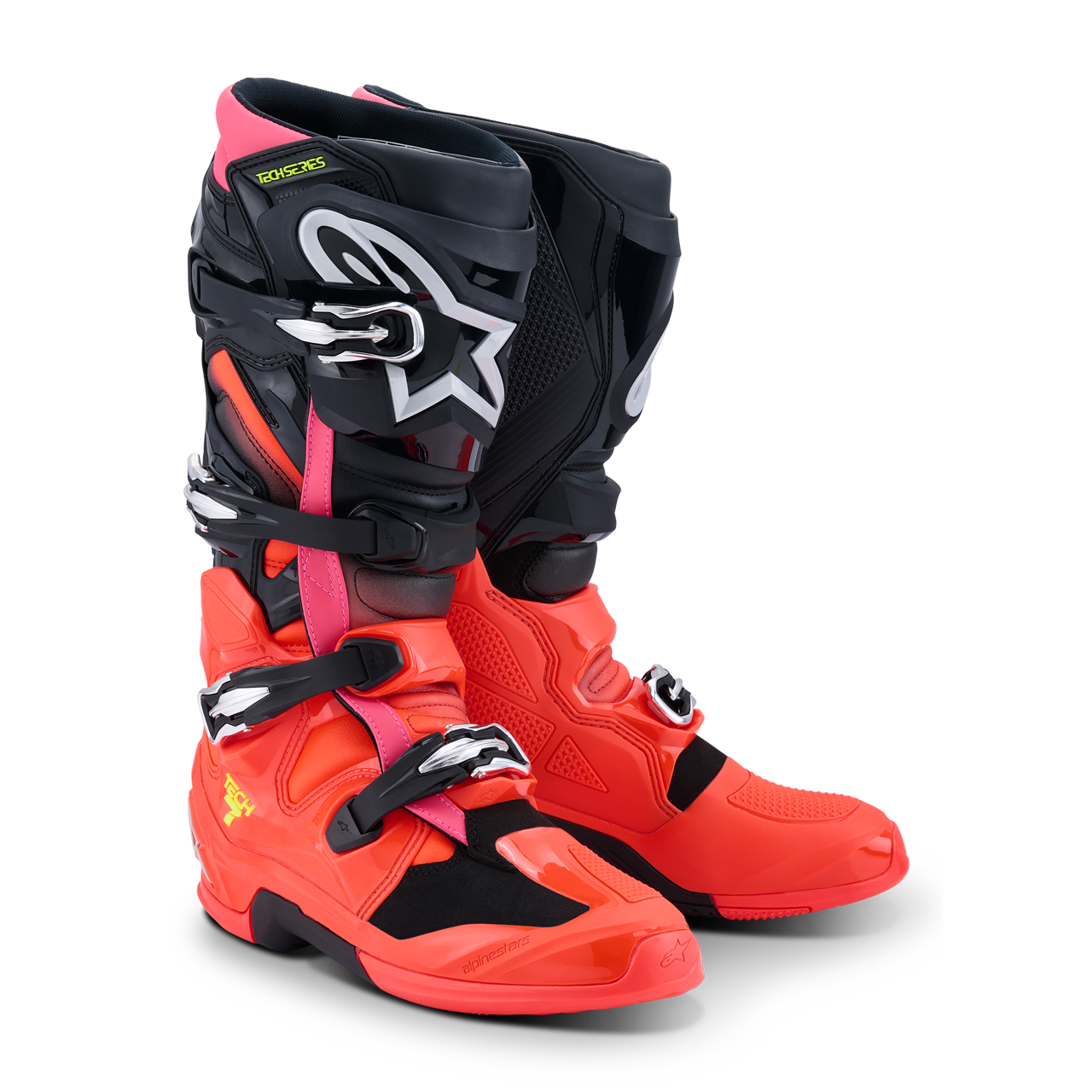 Buty Cross Alpinestars Tech 7 Czarny/Czerwony Fluorescencyjny/Różowy Fluorescencyjny44,5