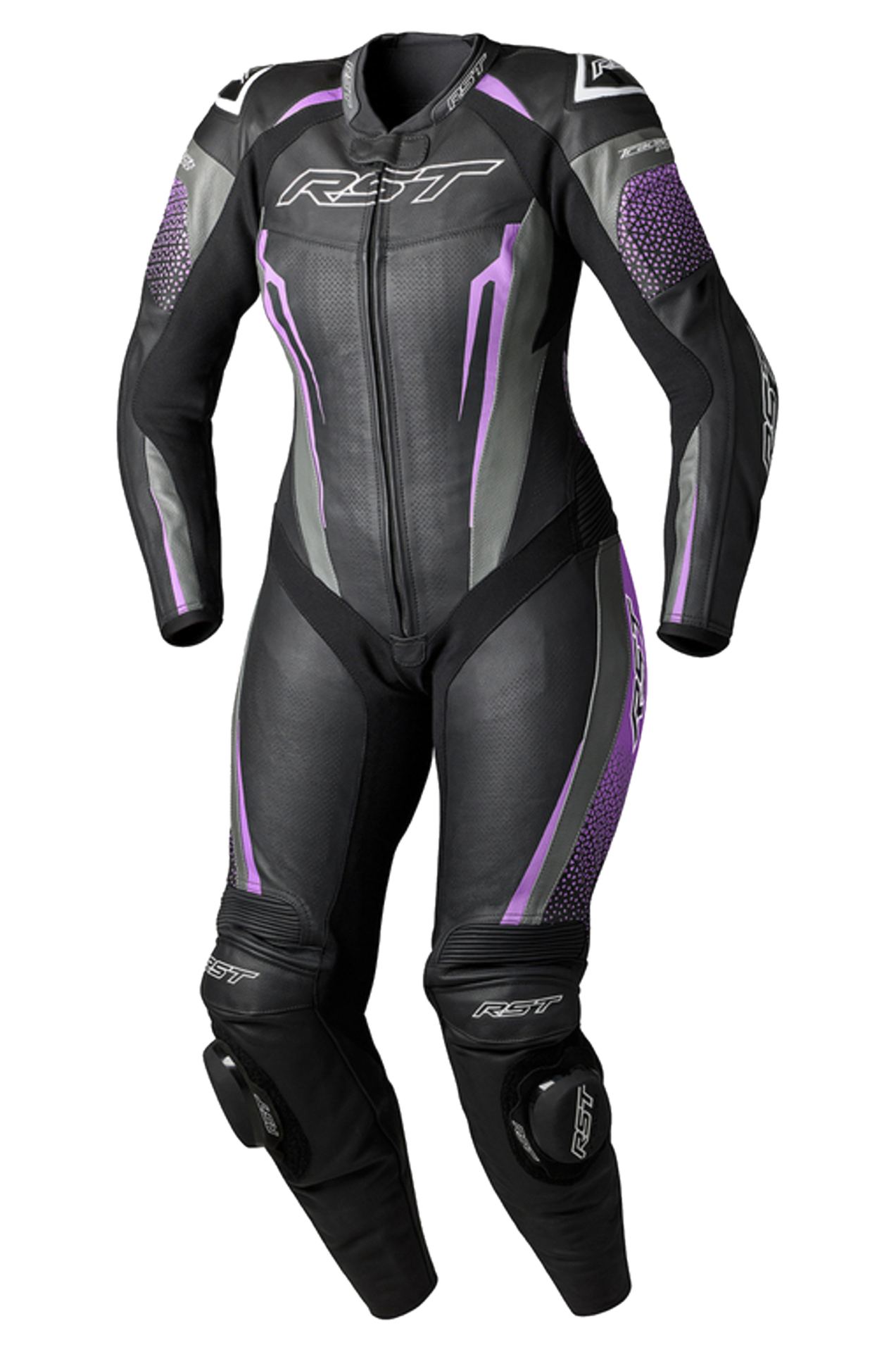 Kombinezon Motocyklowy Skórzany RST Tractech Evo 5 Damski Czarny/Fuksjowy/SzaryL