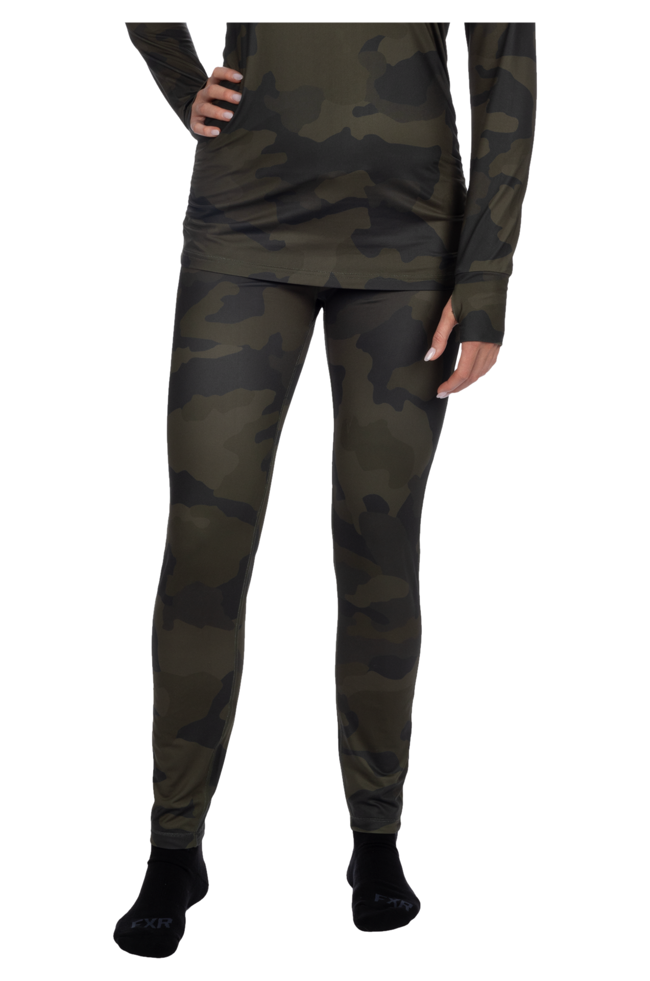 Spodnie Środkowe FXR Atmosphere 25 Damskie Wojskowy Moro/MerlotM