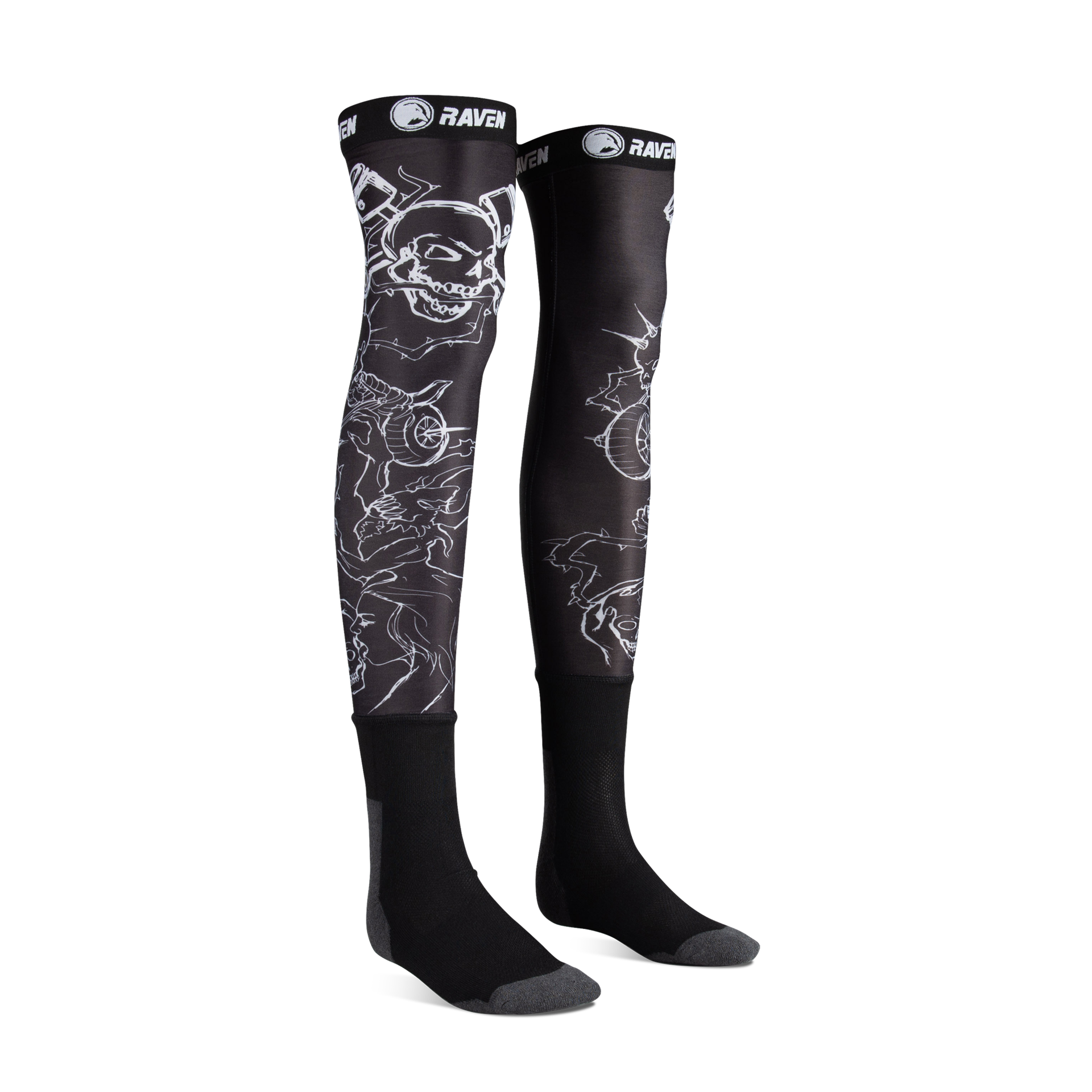 Skarpety Długie Raven Race Skull Czarne L-XL