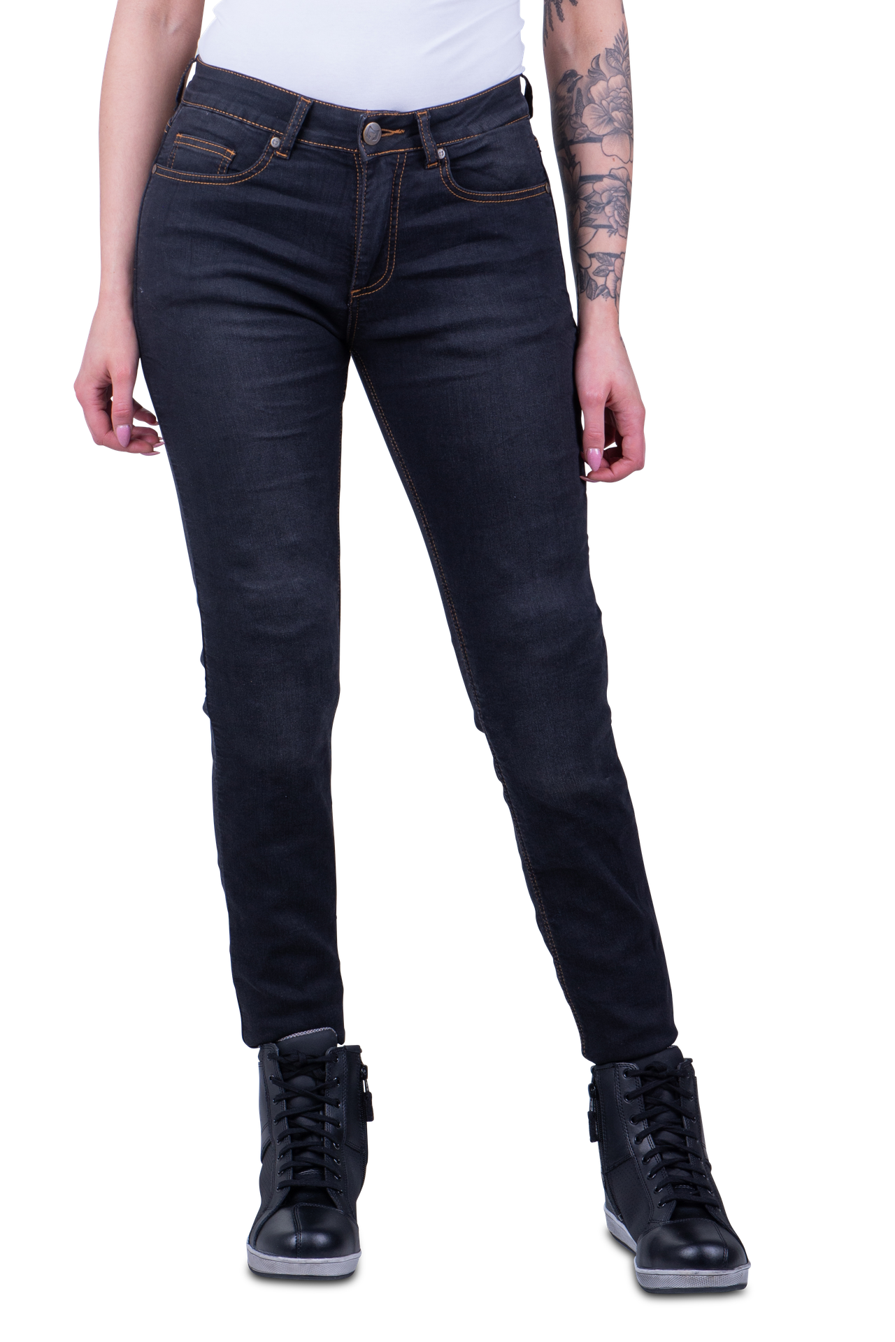 Jeansy Motocyklowe Course Lara Slim Fit Damskie CiemnoniebieskiW28 x D30