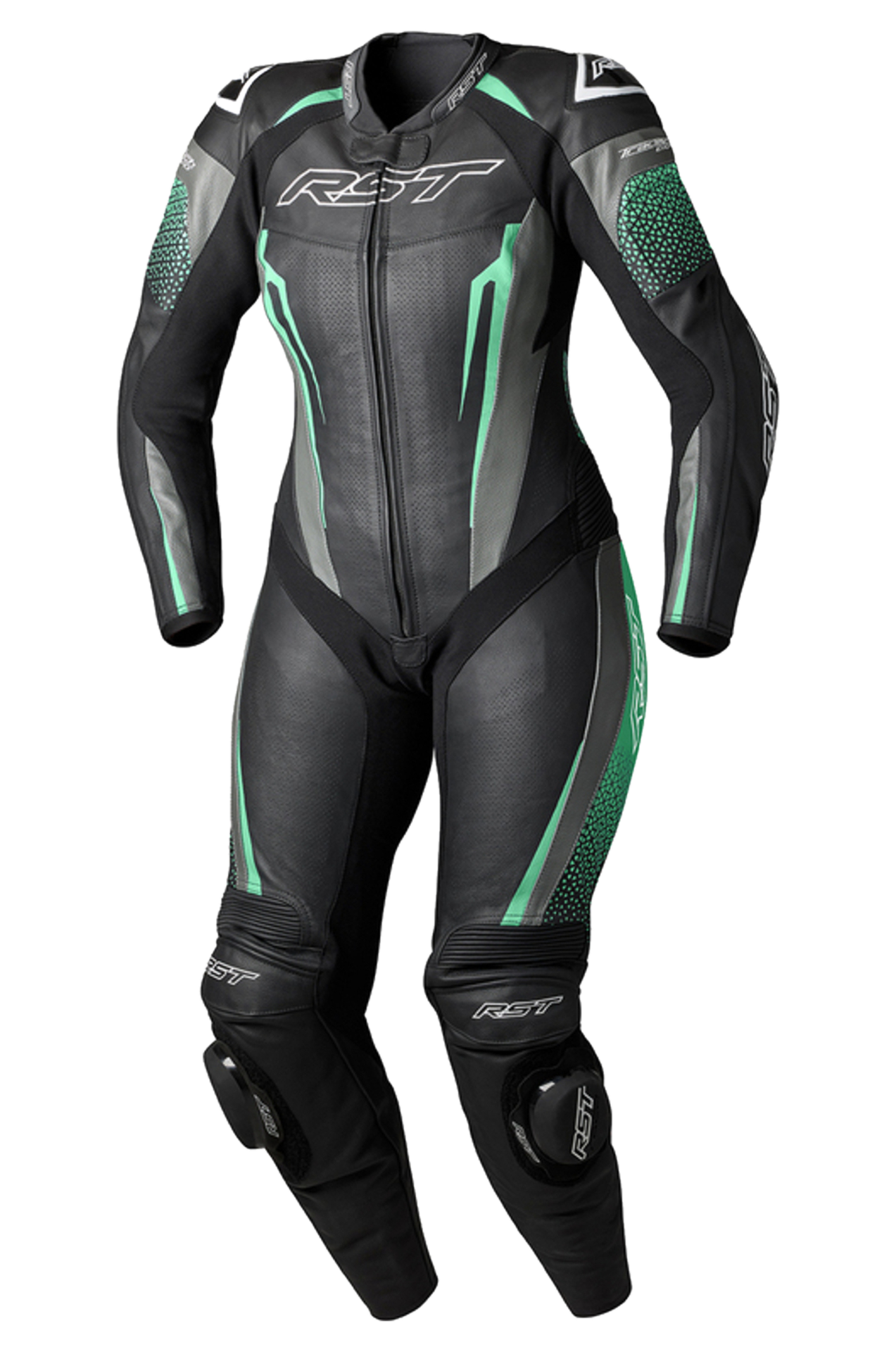 Kombinezon Motocyklowy Skórzany RST Tractech Evo 5 Damski Czarny/Aqua/SzaryL