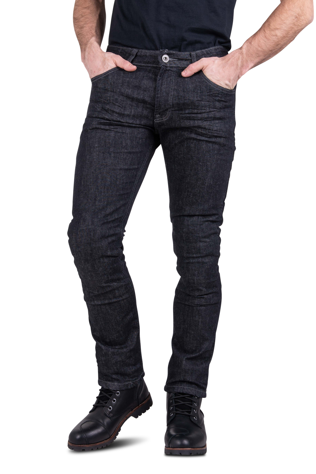 Jeansy Motocyklowe Course Burnout Slim Fit Wzmocnione Aramidem CzarnyW30 x L34